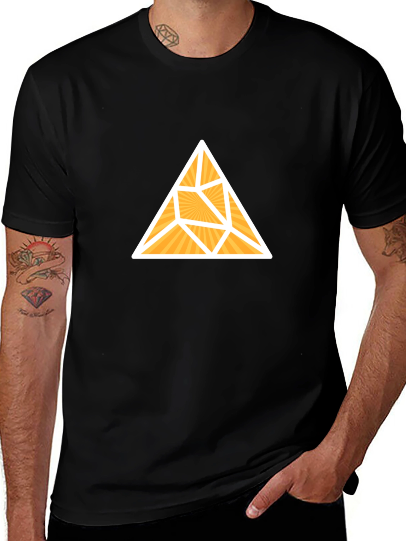 Geometric Triangle Graphic Tee - Stylish Black T-Shirt