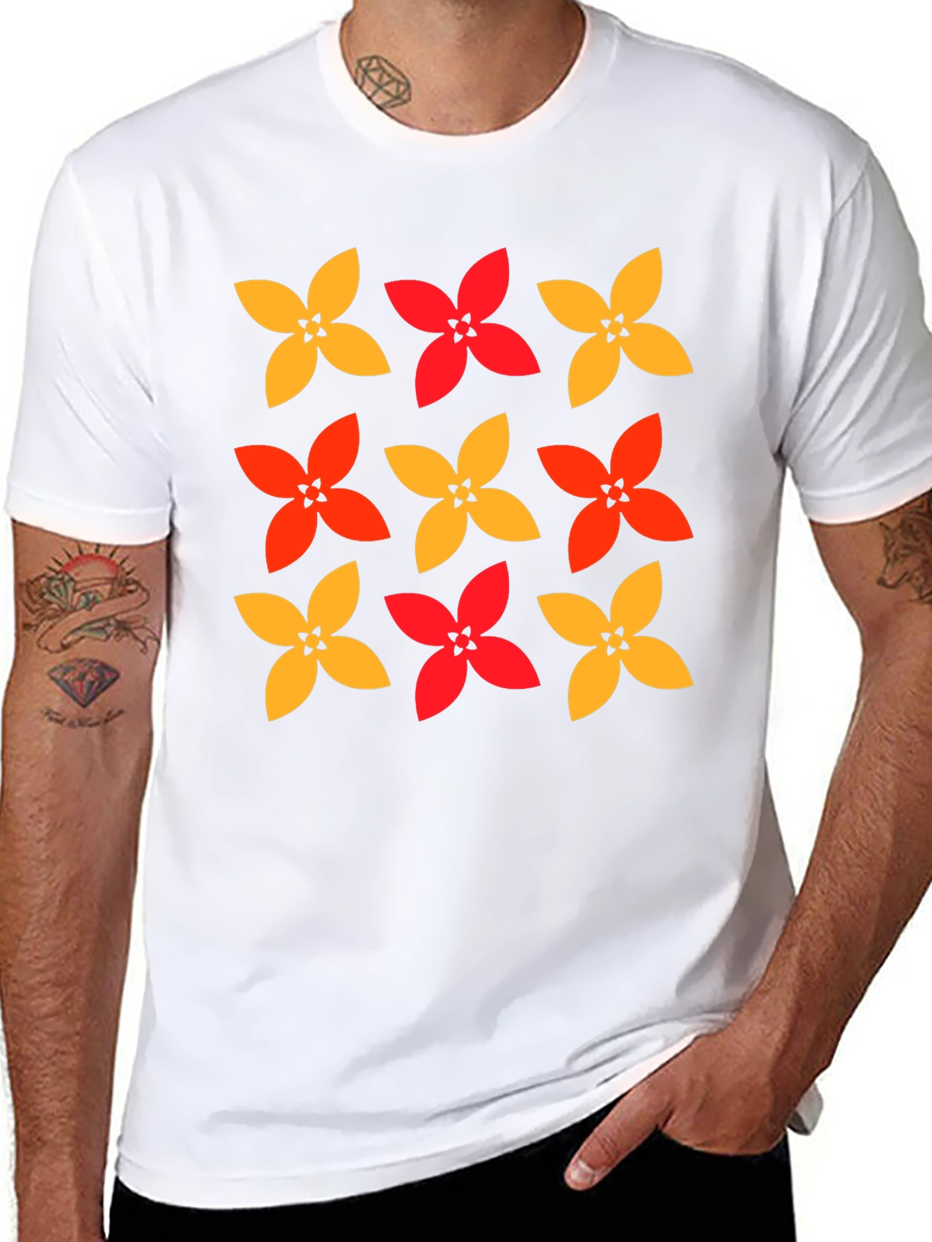 Floral Patterned Crew Neck T-Shirt
