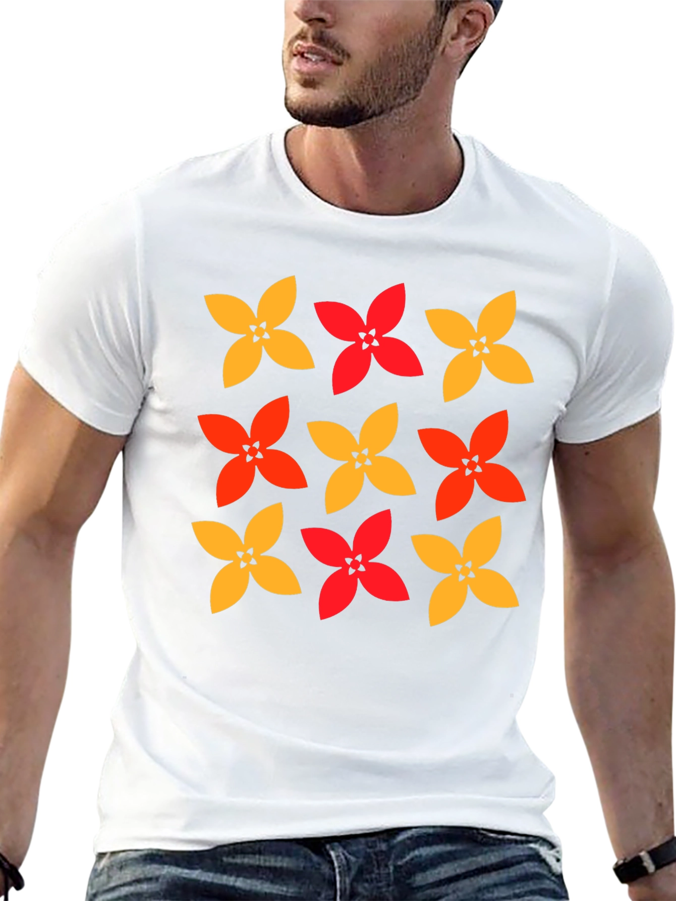 Floral Patterned Crew Neck T-Shirt