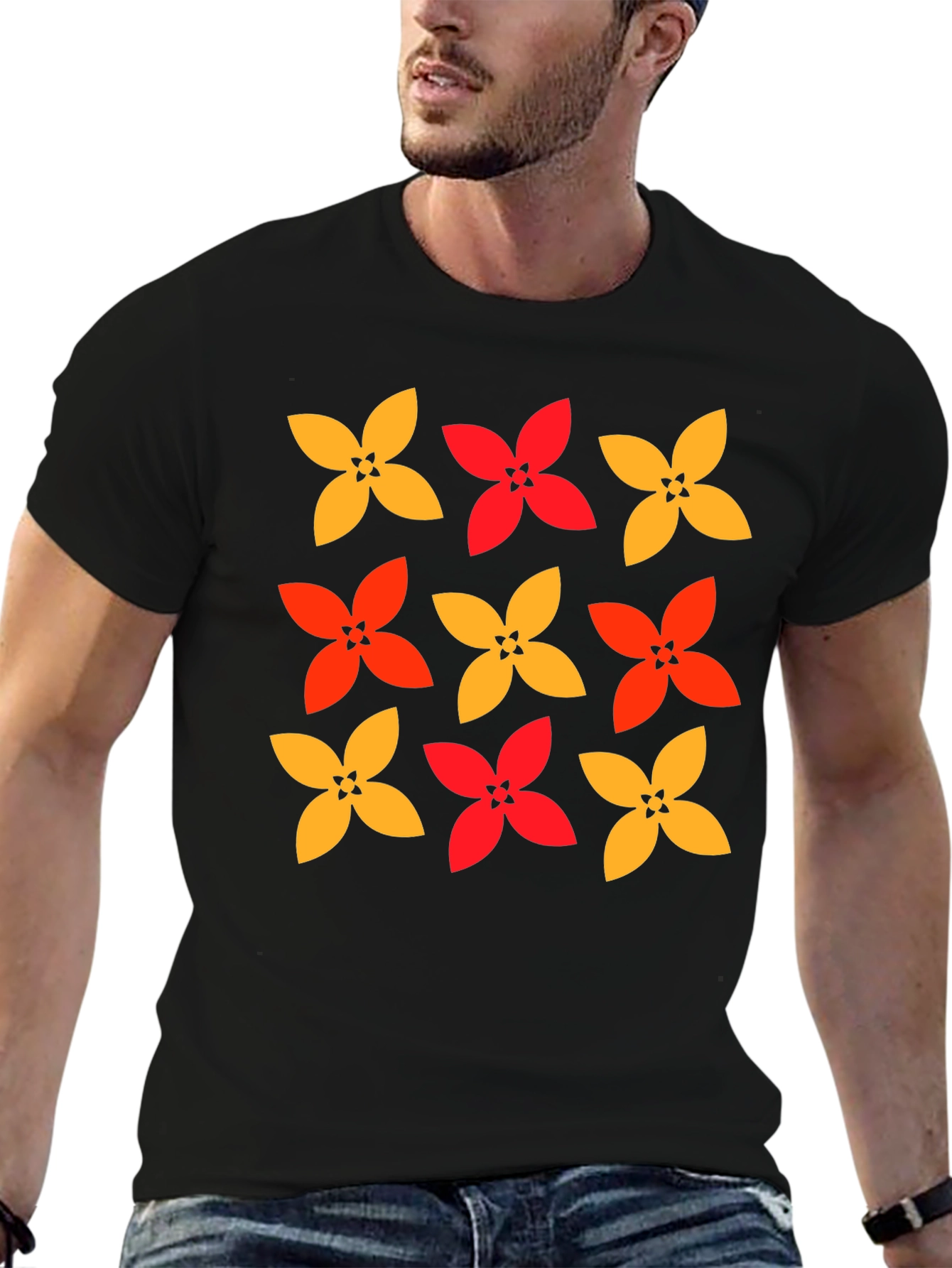 Floral Patterned Crew Neck T-Shirt