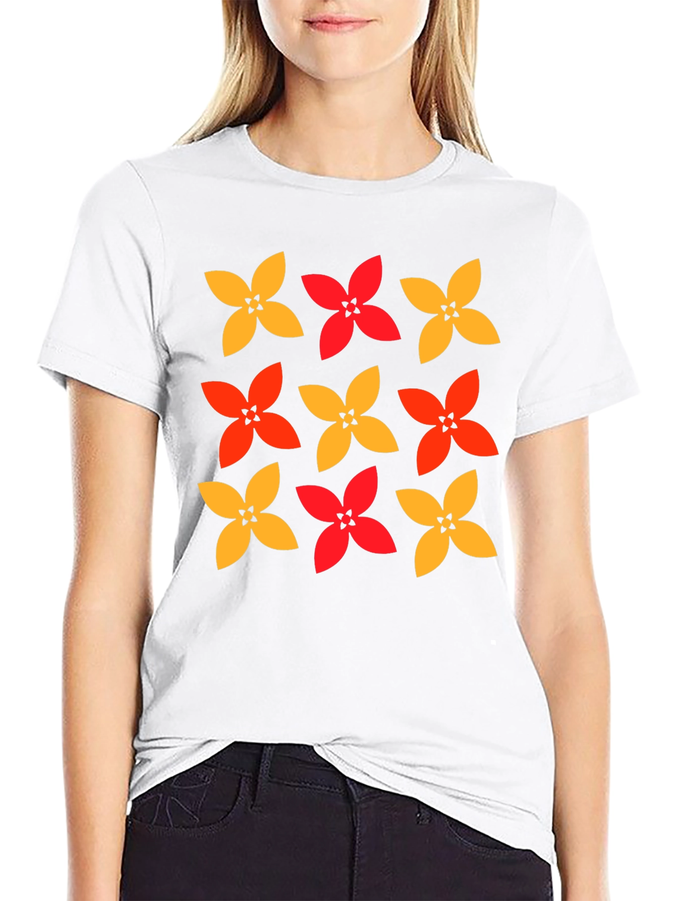 Floral Patterned Crew Neck T-Shirt