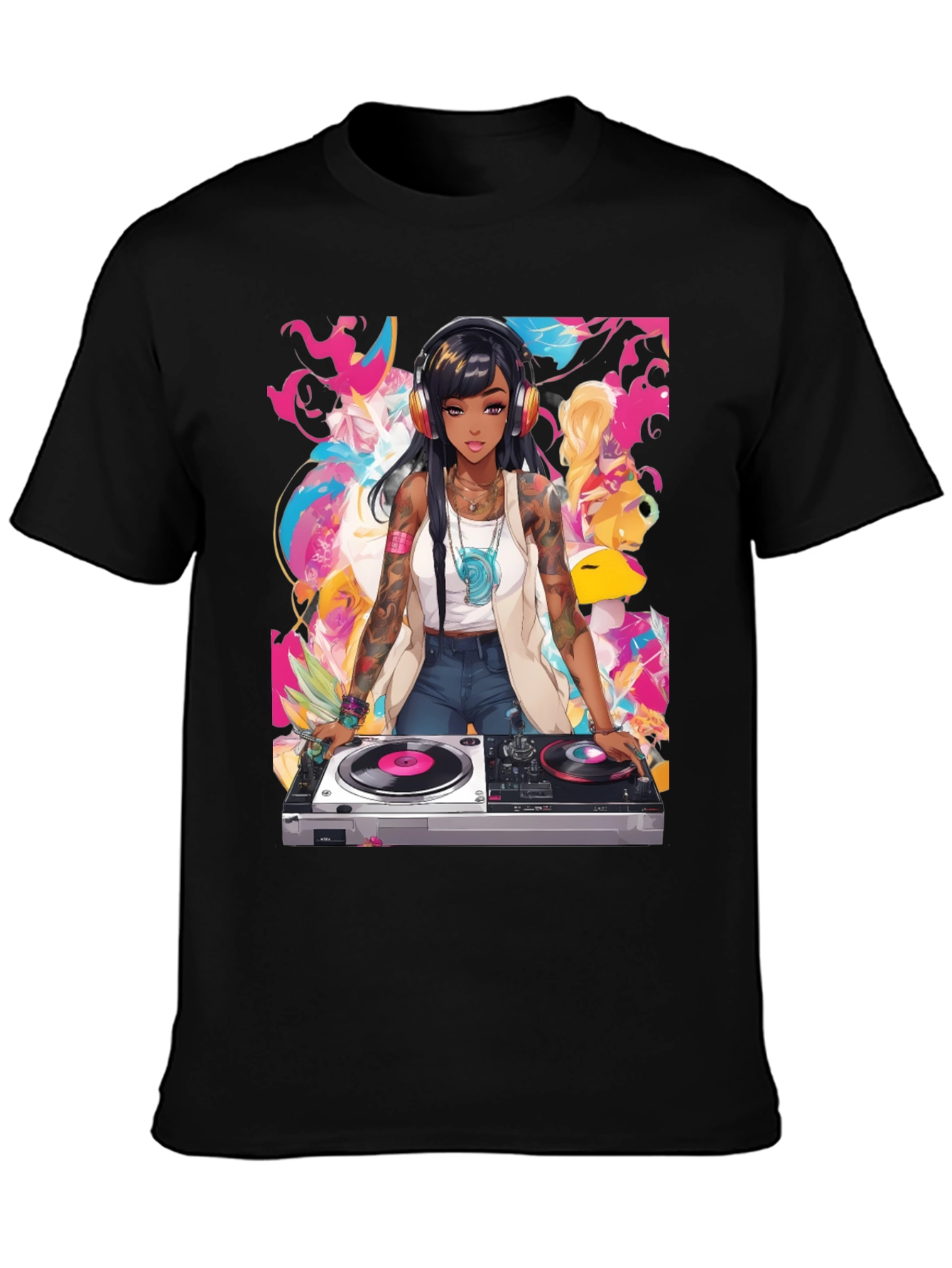 DJ Anime Graphic Tee - Cool Black T-Shirt