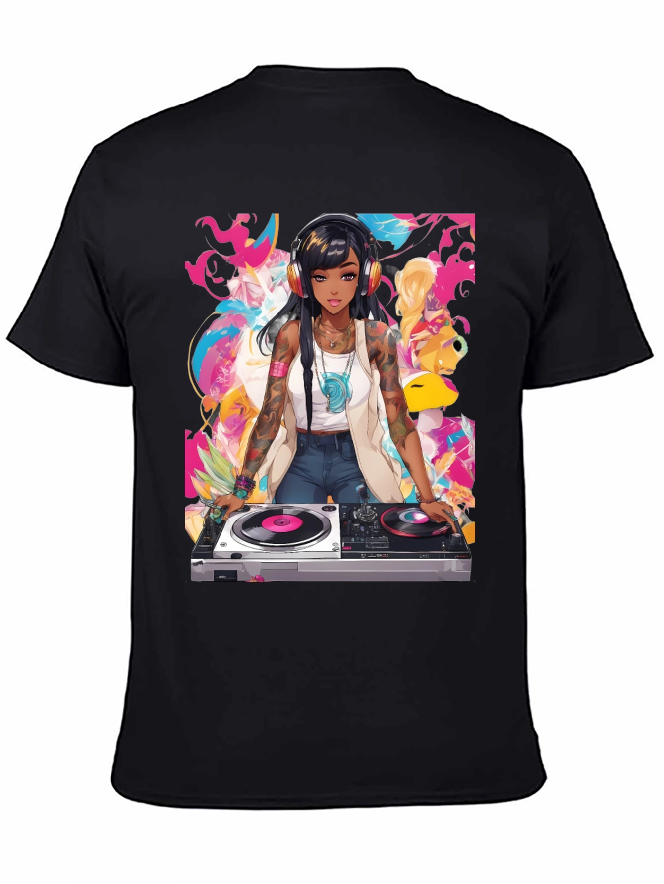 DJ Anime Graphic Tee - Cool Black T-Shirt