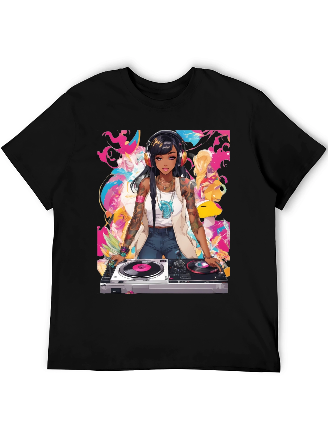 DJ Anime Graphic Tee - Cool Black T-Shirt