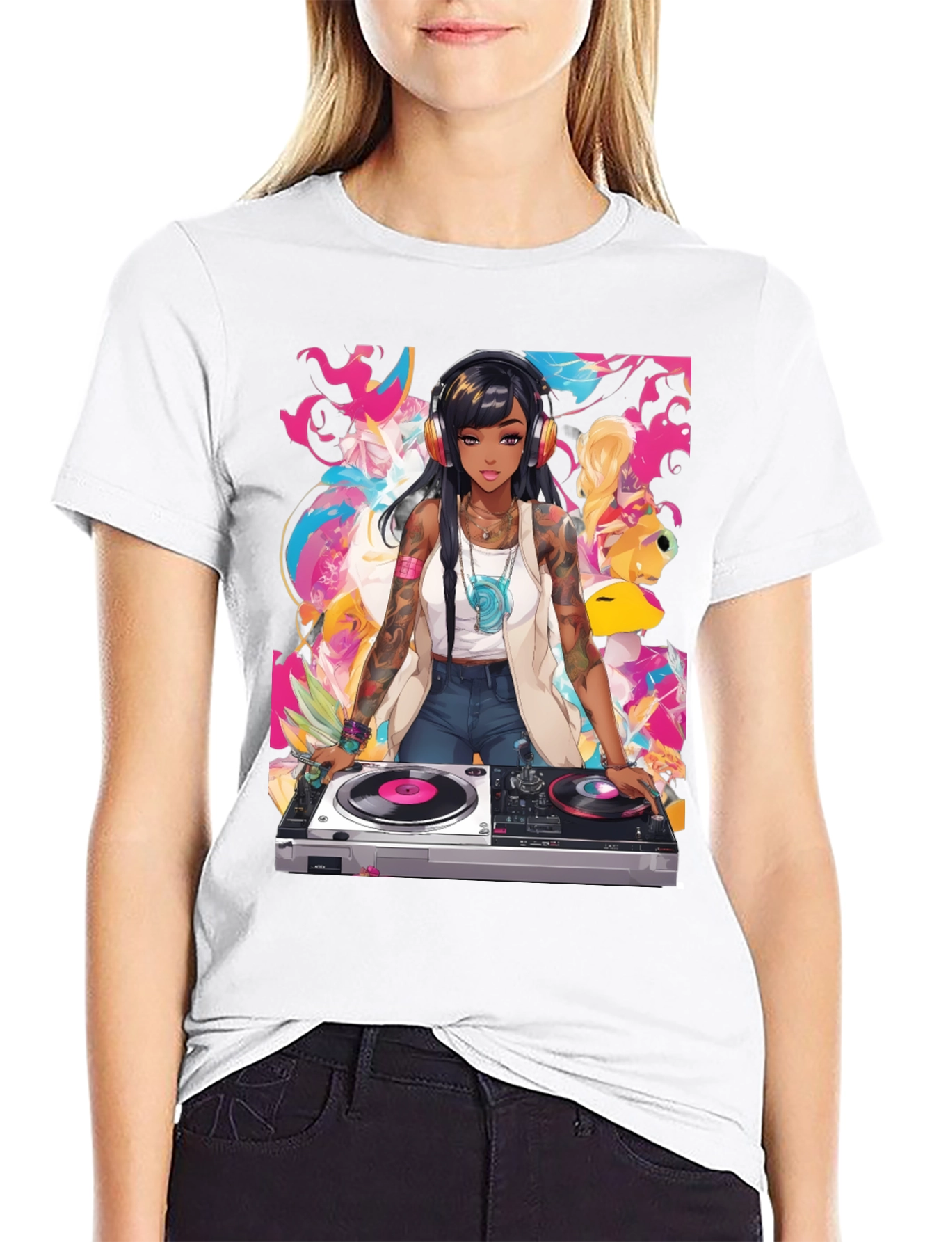 DJ Anime Graphic Tee - Cool Black T-Shirt