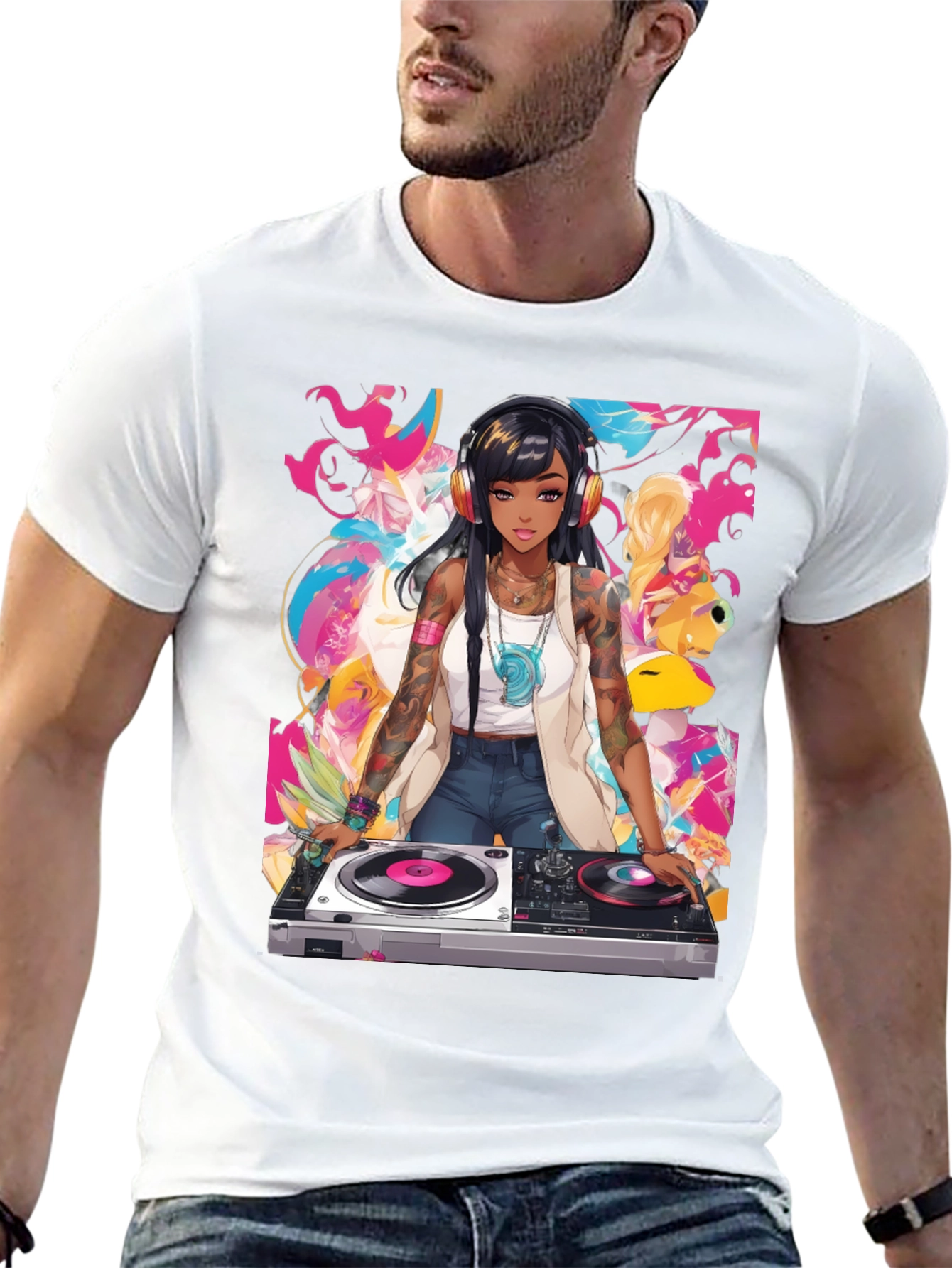 DJ Anime Graphic Tee - Cool Black T-Shirt