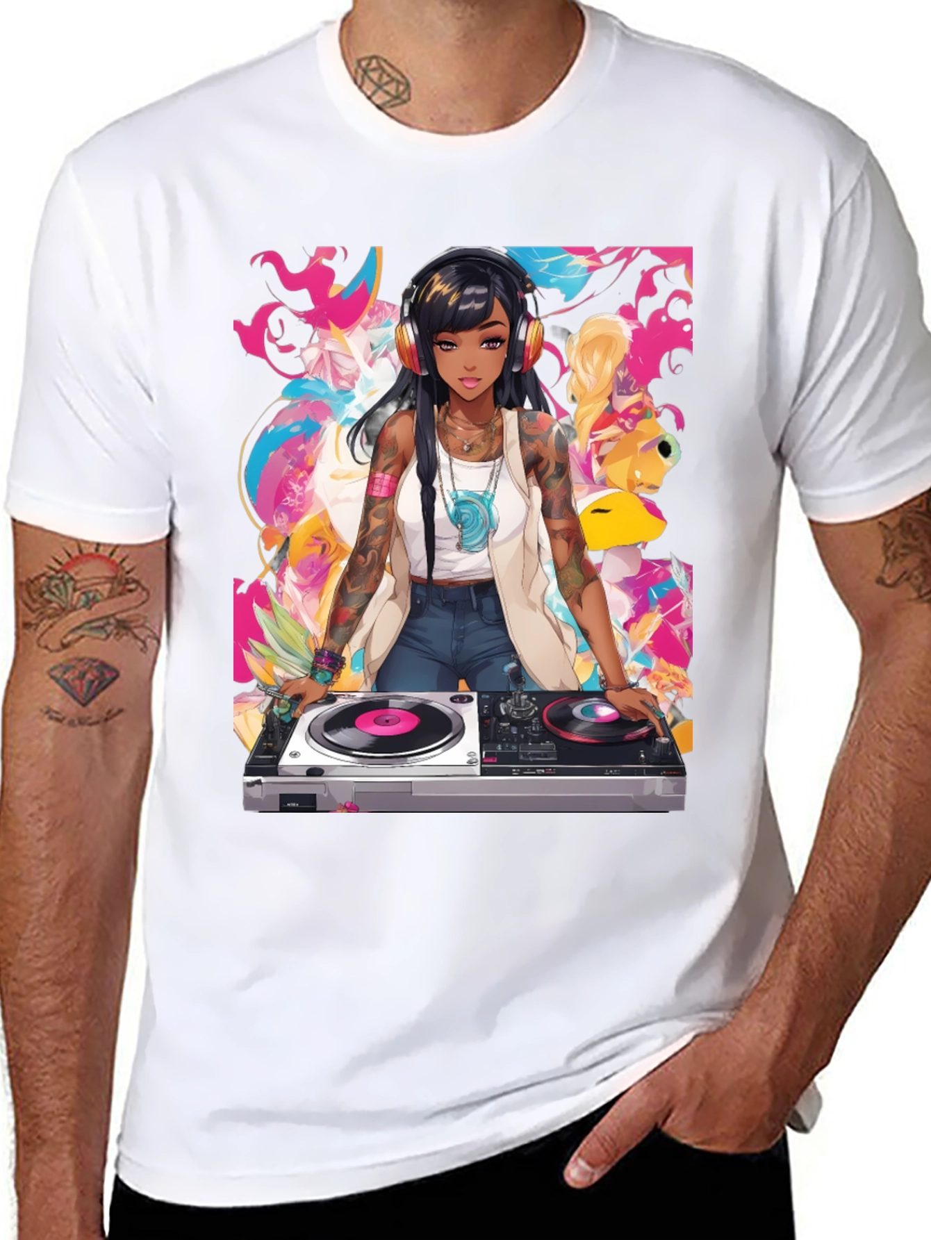 DJ Anime Graphic Tee - Cool Black T-Shirt