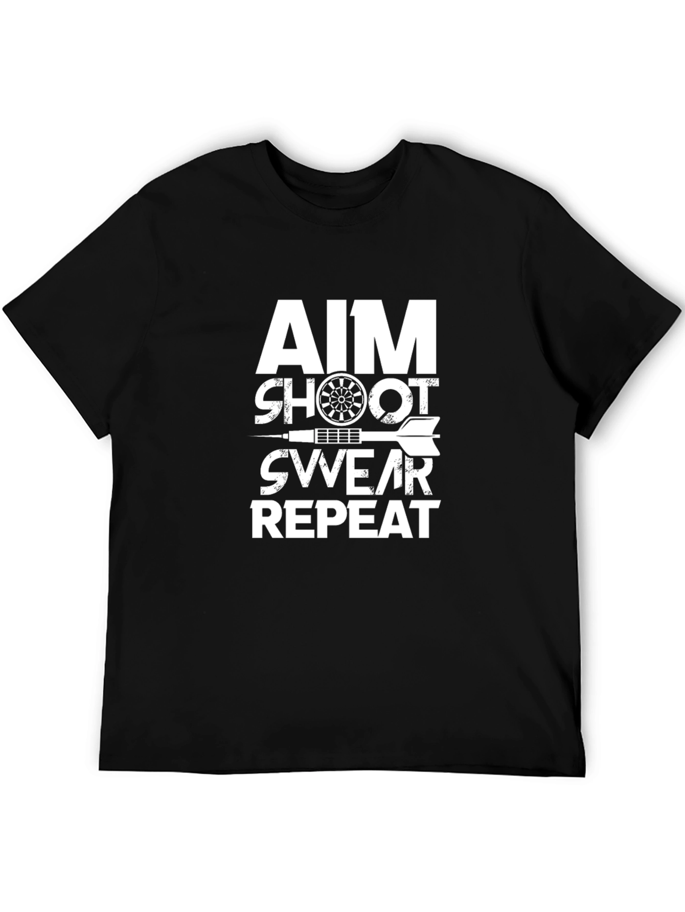 Aim Shoot Swear Repeat Black Graphic Tee
