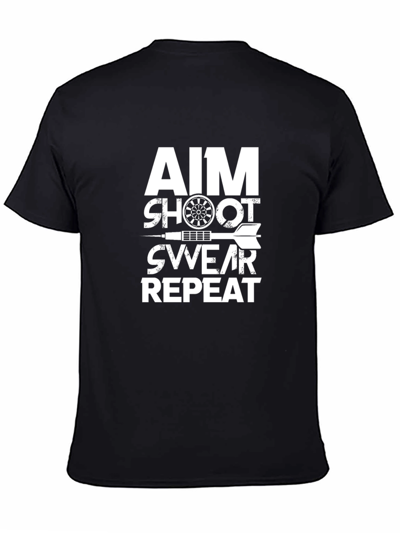 Aim Shoot Swear Repeat Black Graphic Tee