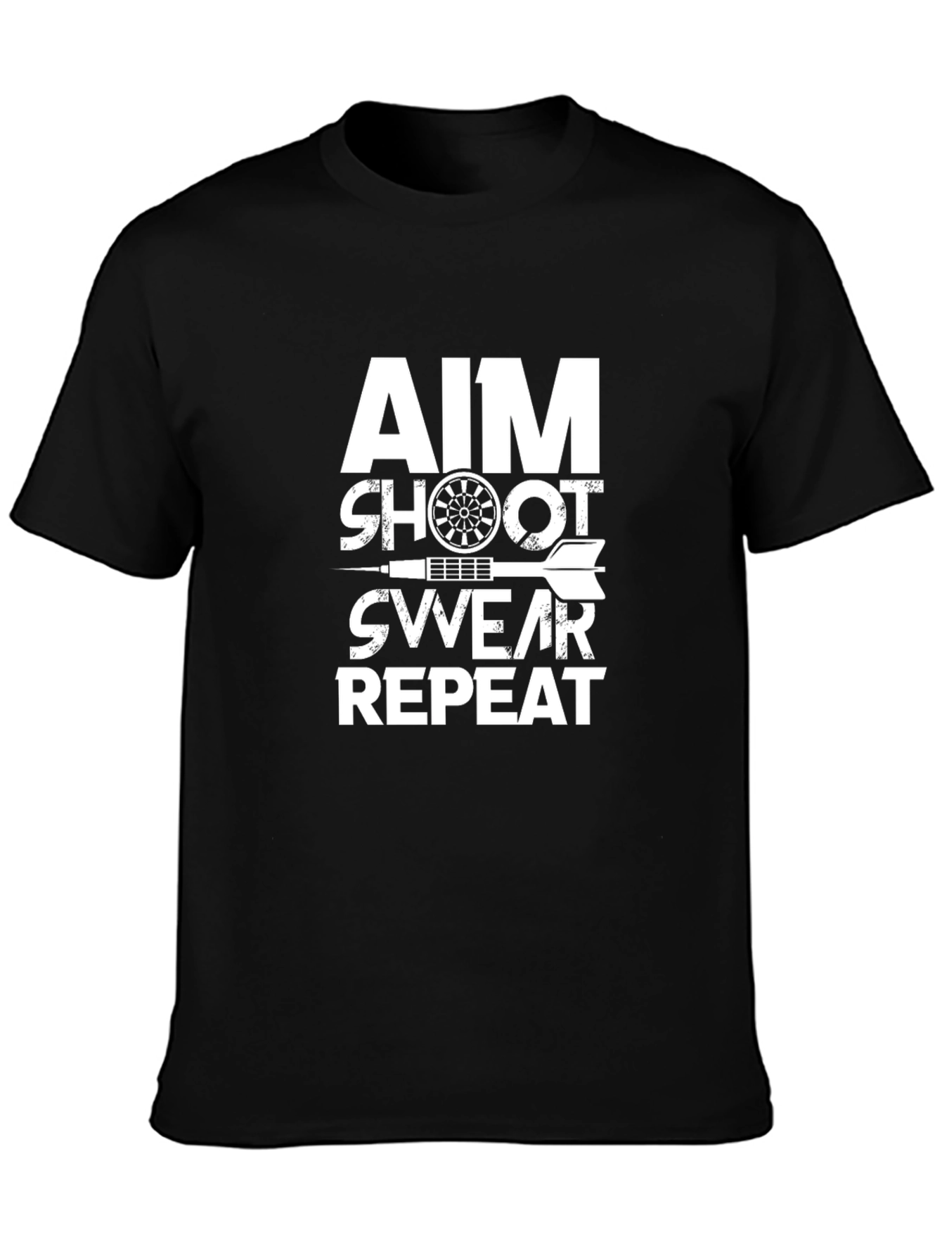 Aim Shoot Swear Repeat Black Graphic Tee