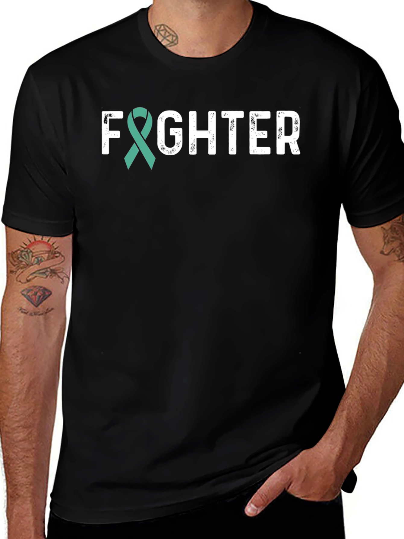 Fighter Teal Ribbon Awareness T-Shirt