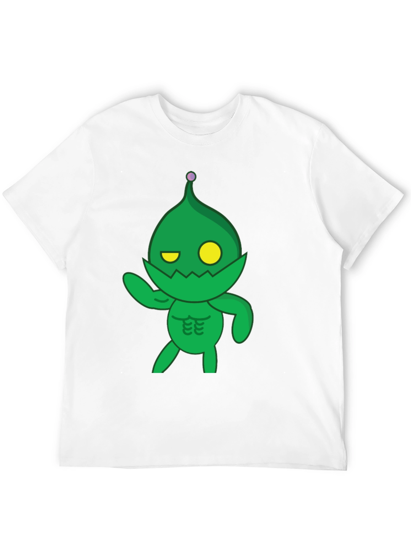 Green Cartoon Monster Black T-Shirt