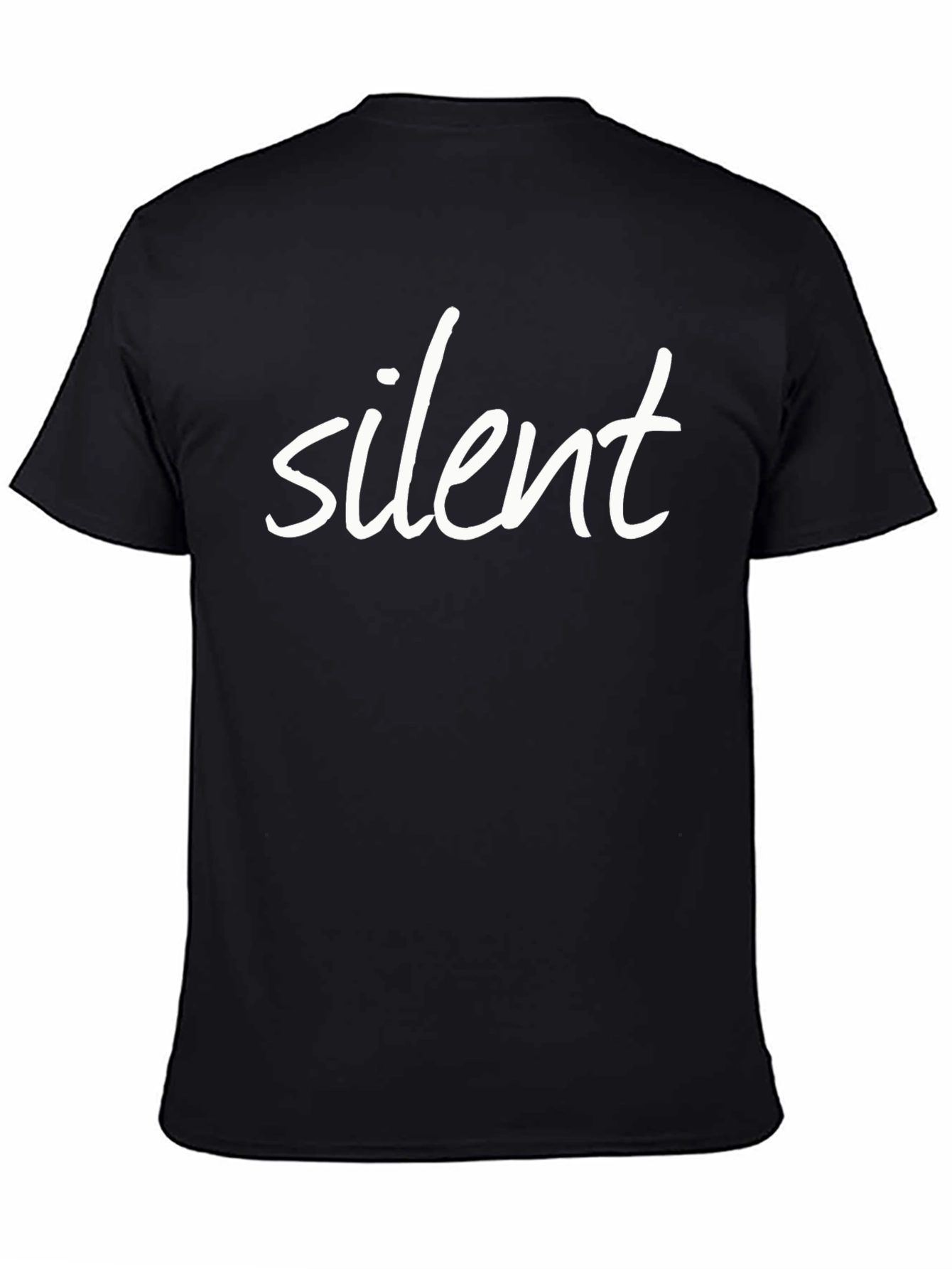 Silent Black Cotton Graphic T-Shirt