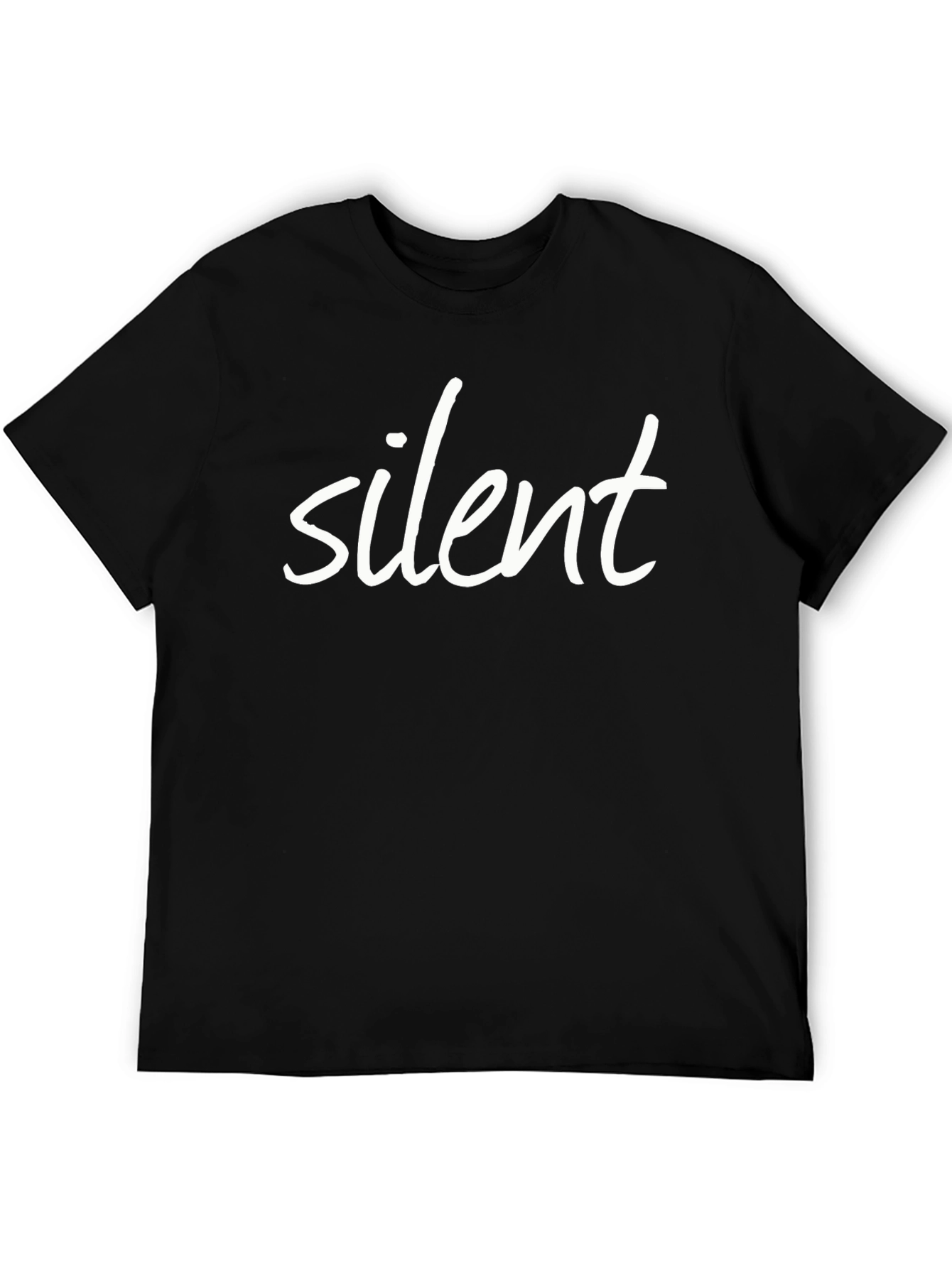 Silent Black Cotton Graphic T-Shirt