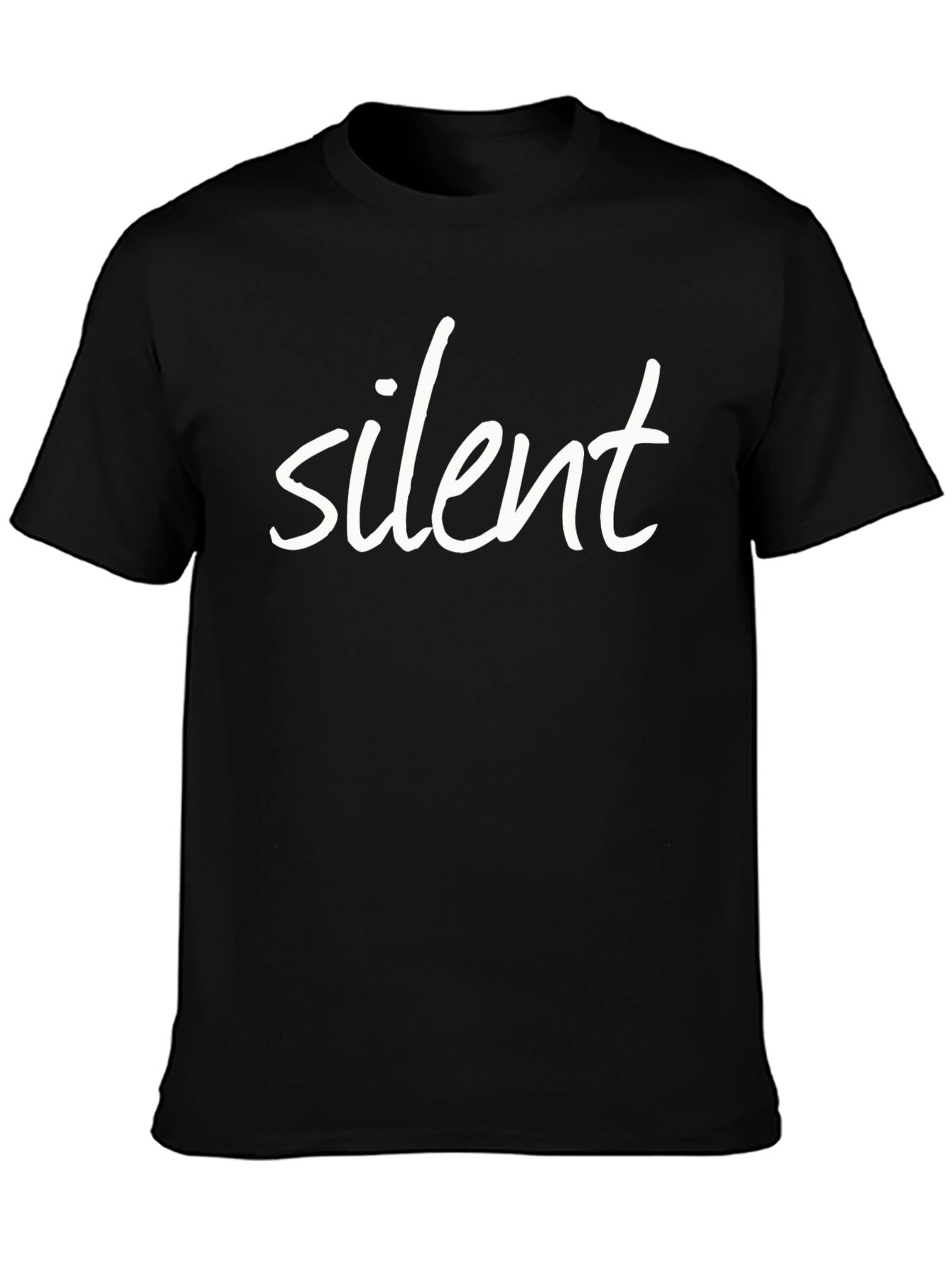 Silent Black Cotton Graphic T-Shirt