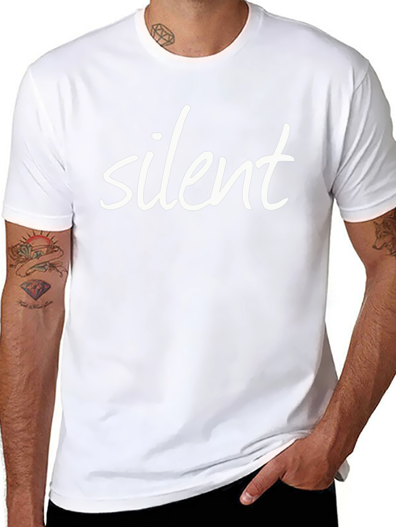 Silent Black Cotton Graphic T-Shirt