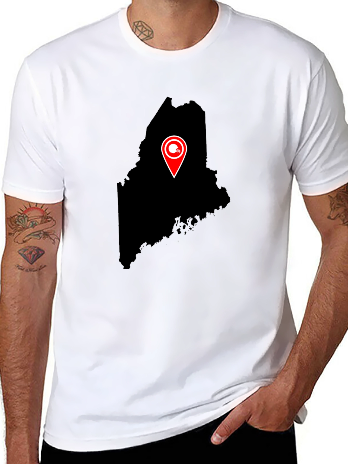 Maine Football Helmet Location T-Shirt