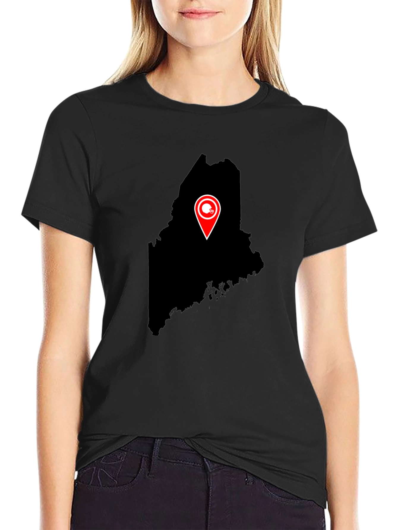 Maine Football Helmet Location T-Shirt