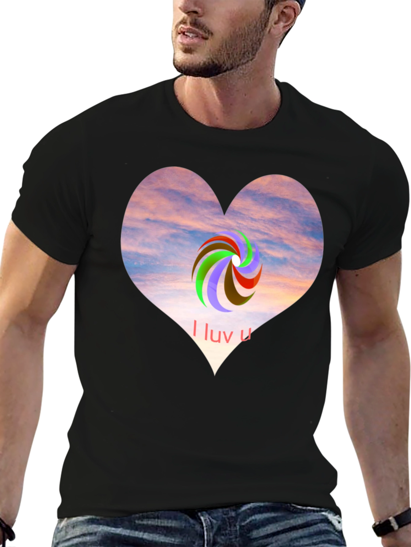 I Luv U Heart Graphic Tee - Casual Style