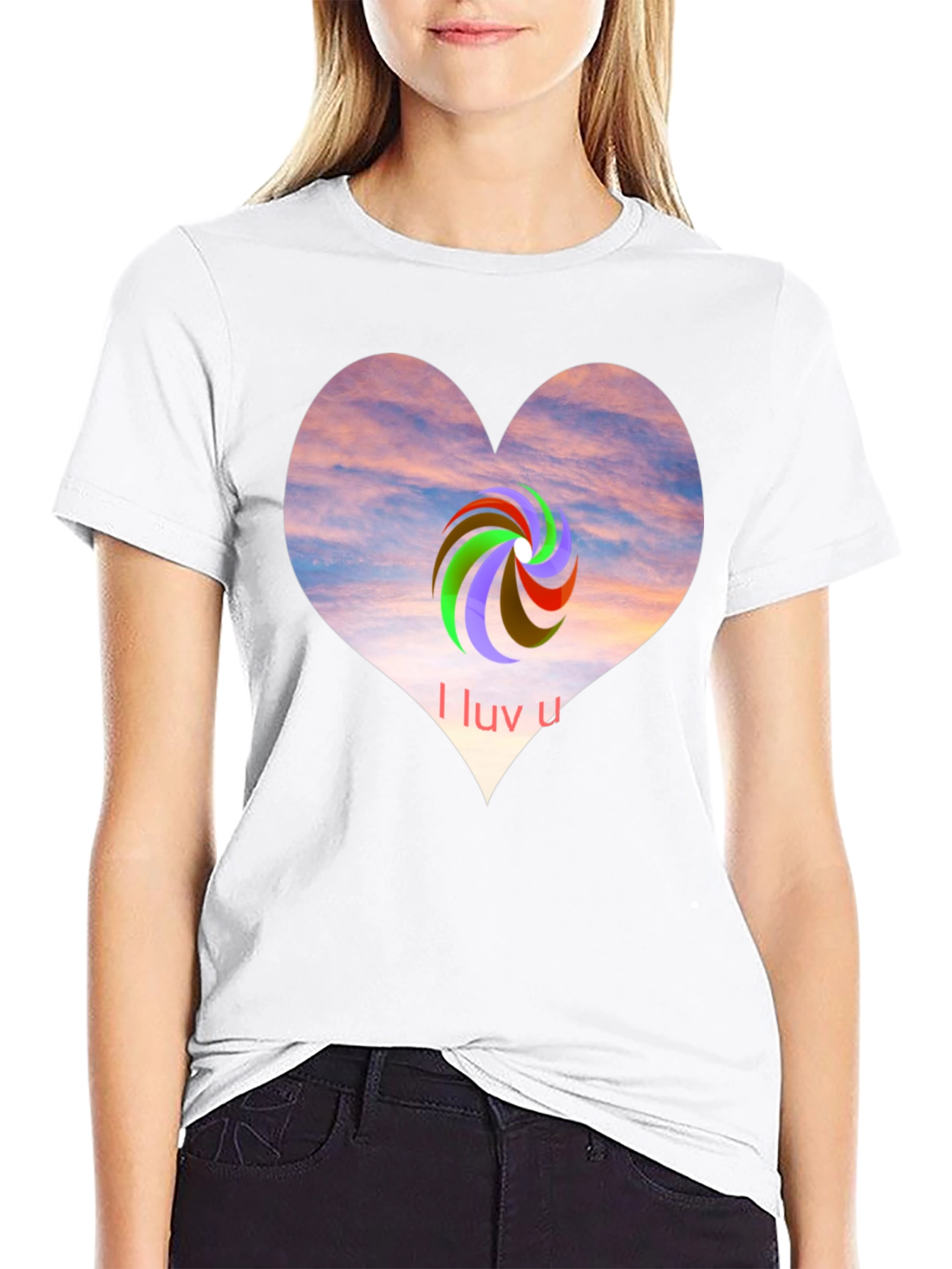 I Luv U Heart Graphic Tee - Casual Style