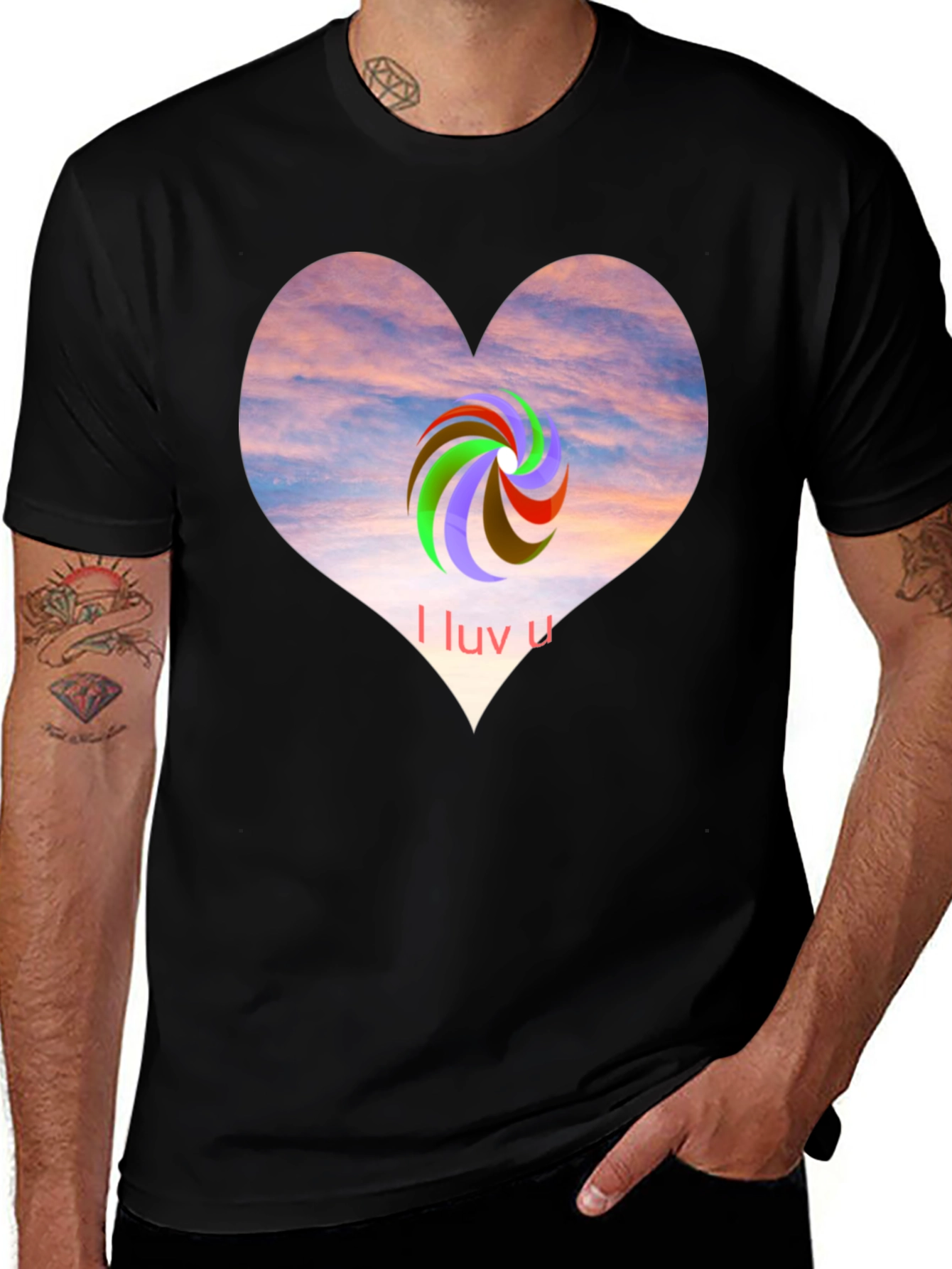 I Luv U Heart Graphic Tee - Casual Style