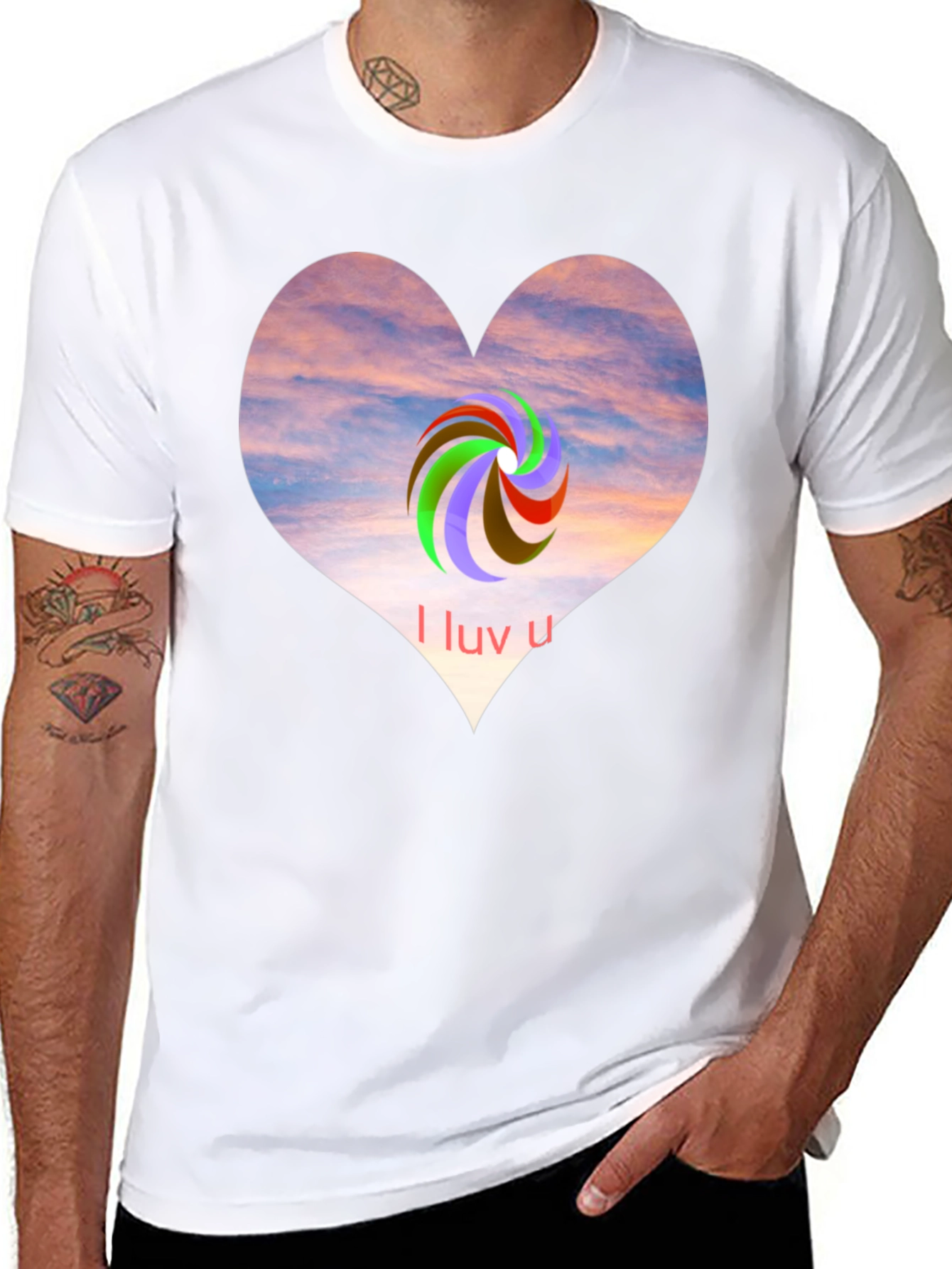 I Luv U Heart Graphic Tee - Casual Style