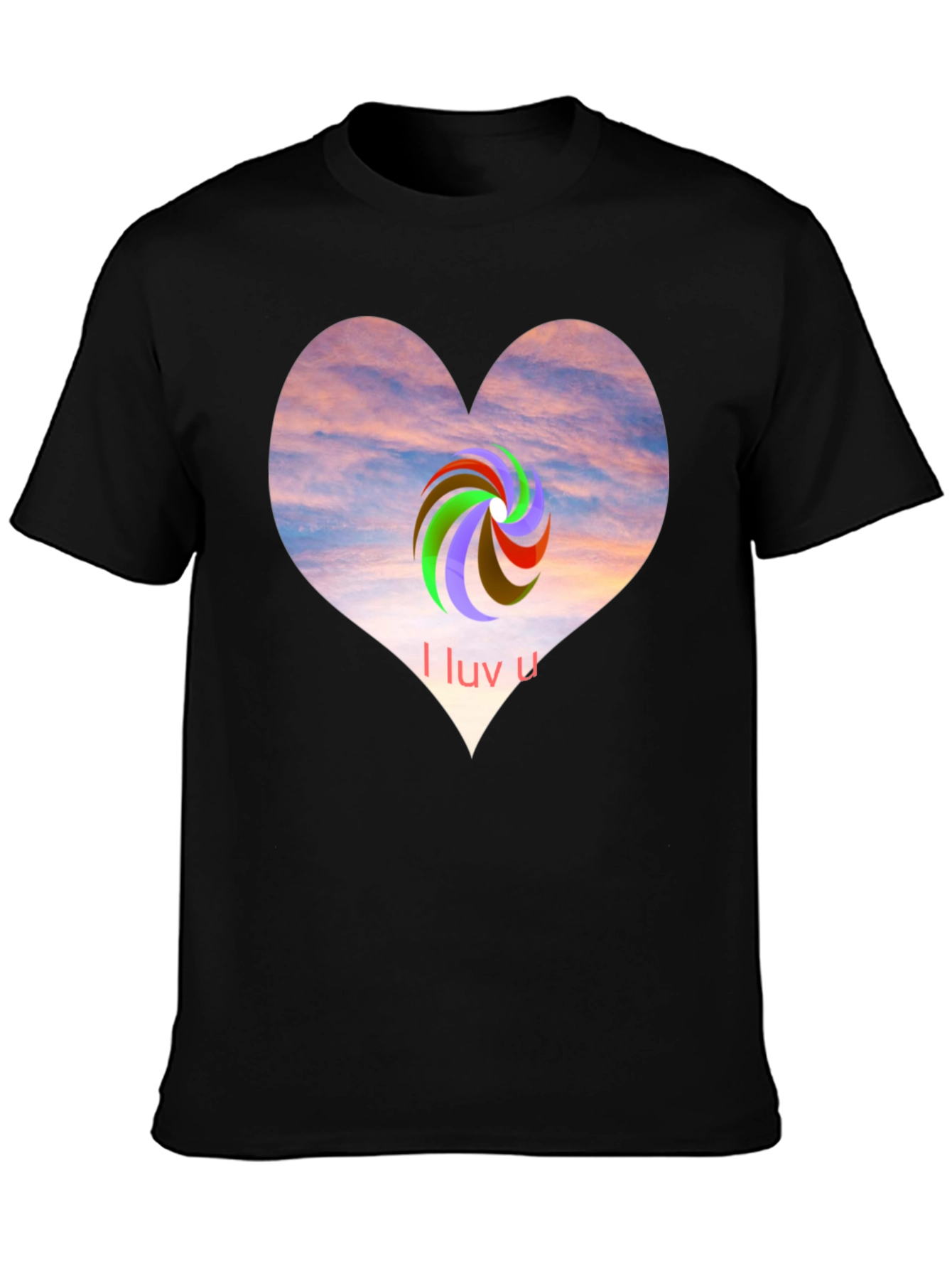 I Luv U Heart Graphic Tee - Casual Style