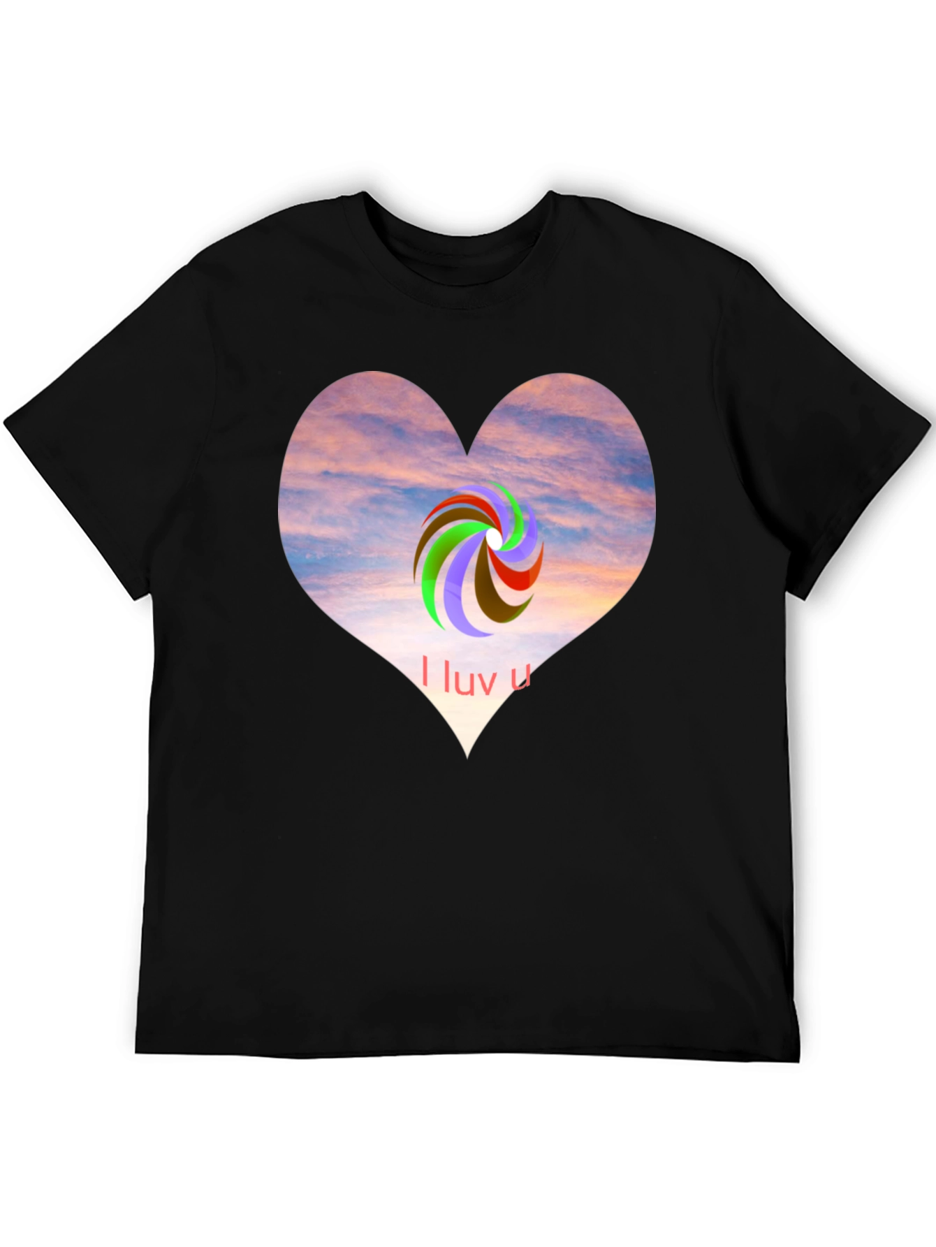 I Luv U Heart Graphic Tee - Casual Style