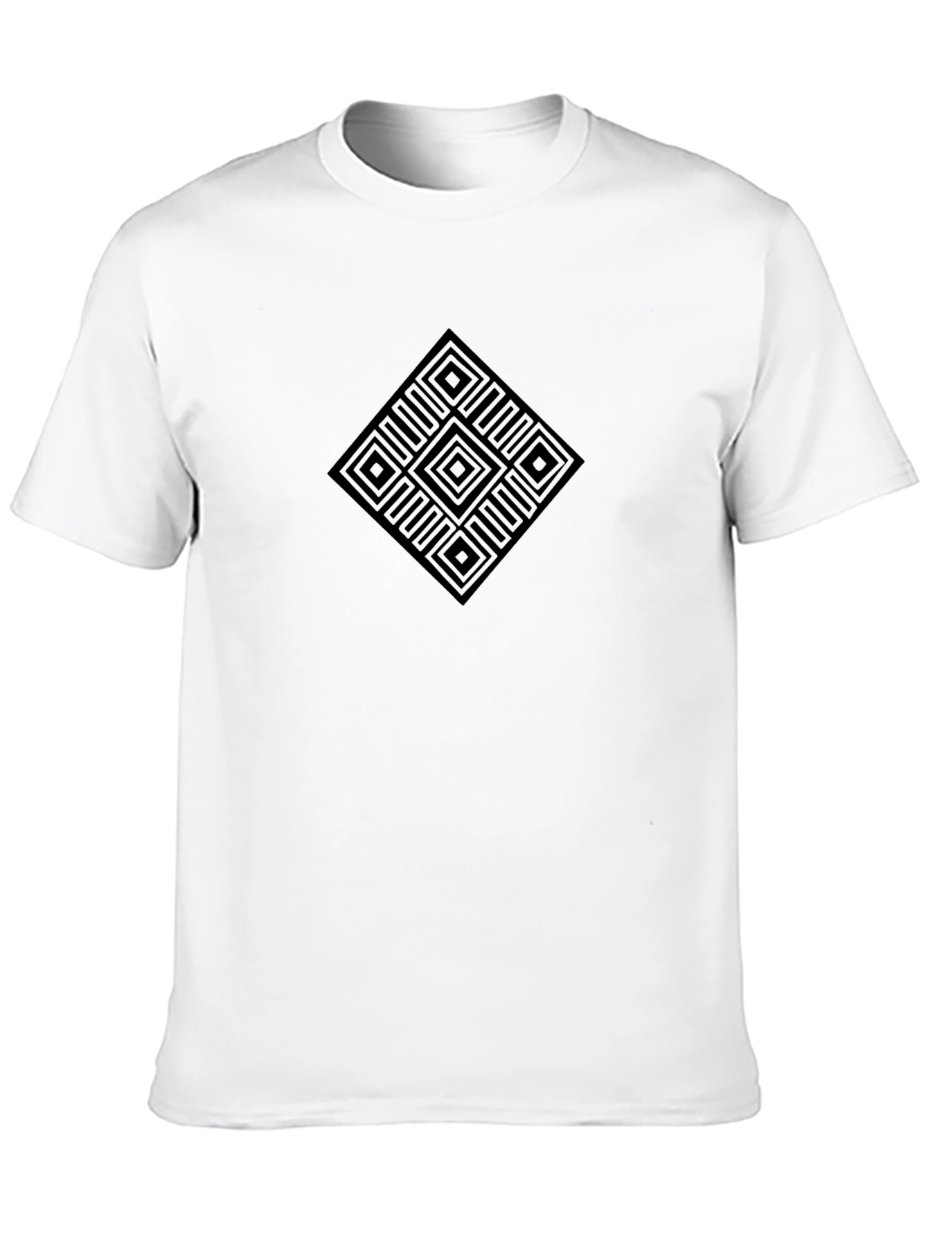 Geometric Diamond Design Black T-Shirt