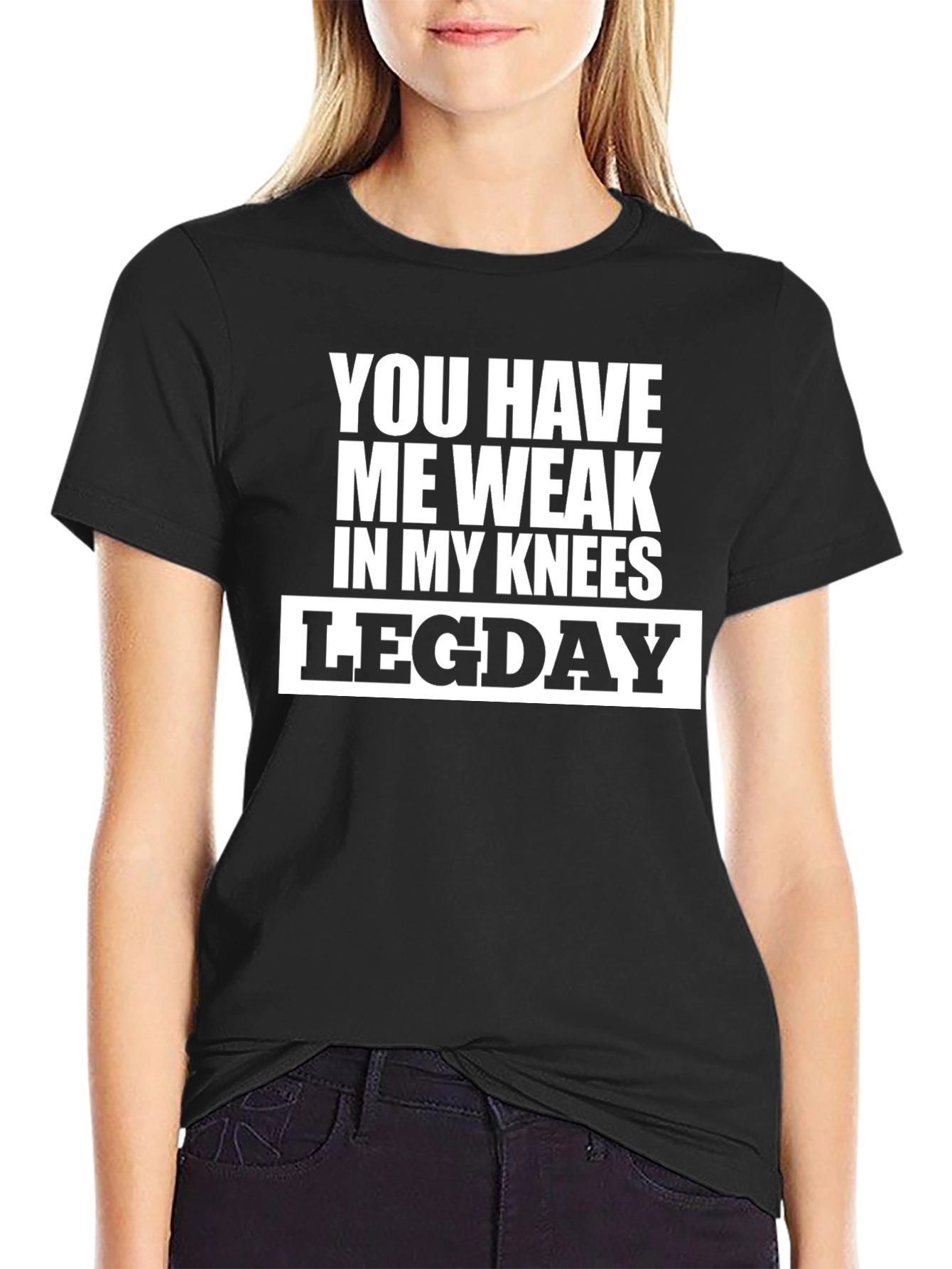 Weak Knees Leg Day Black T-Shirt