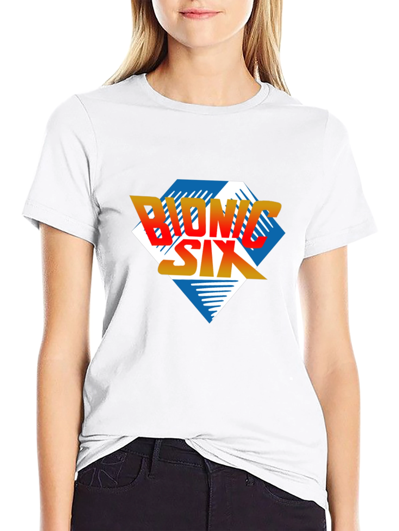 Bionic Six Graphic T-Shirt - Retro Cartoon Style