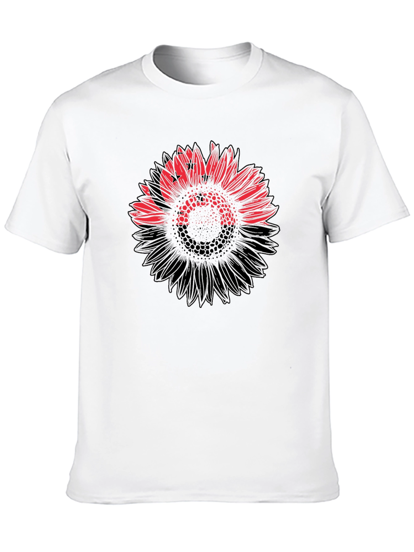 Mens Black T-Shirt with Sunflower Design