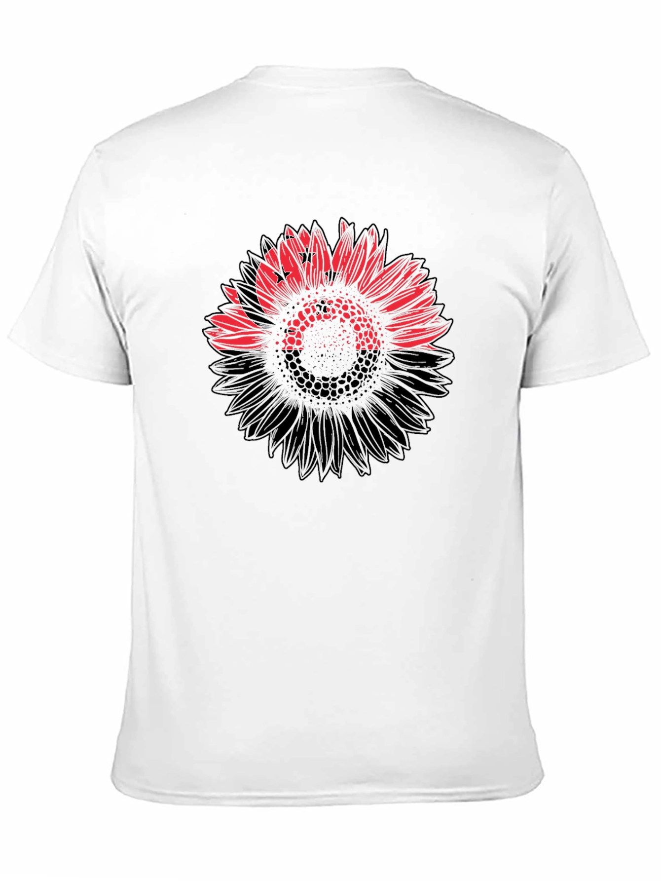 Mens Black T-Shirt with Sunflower Design