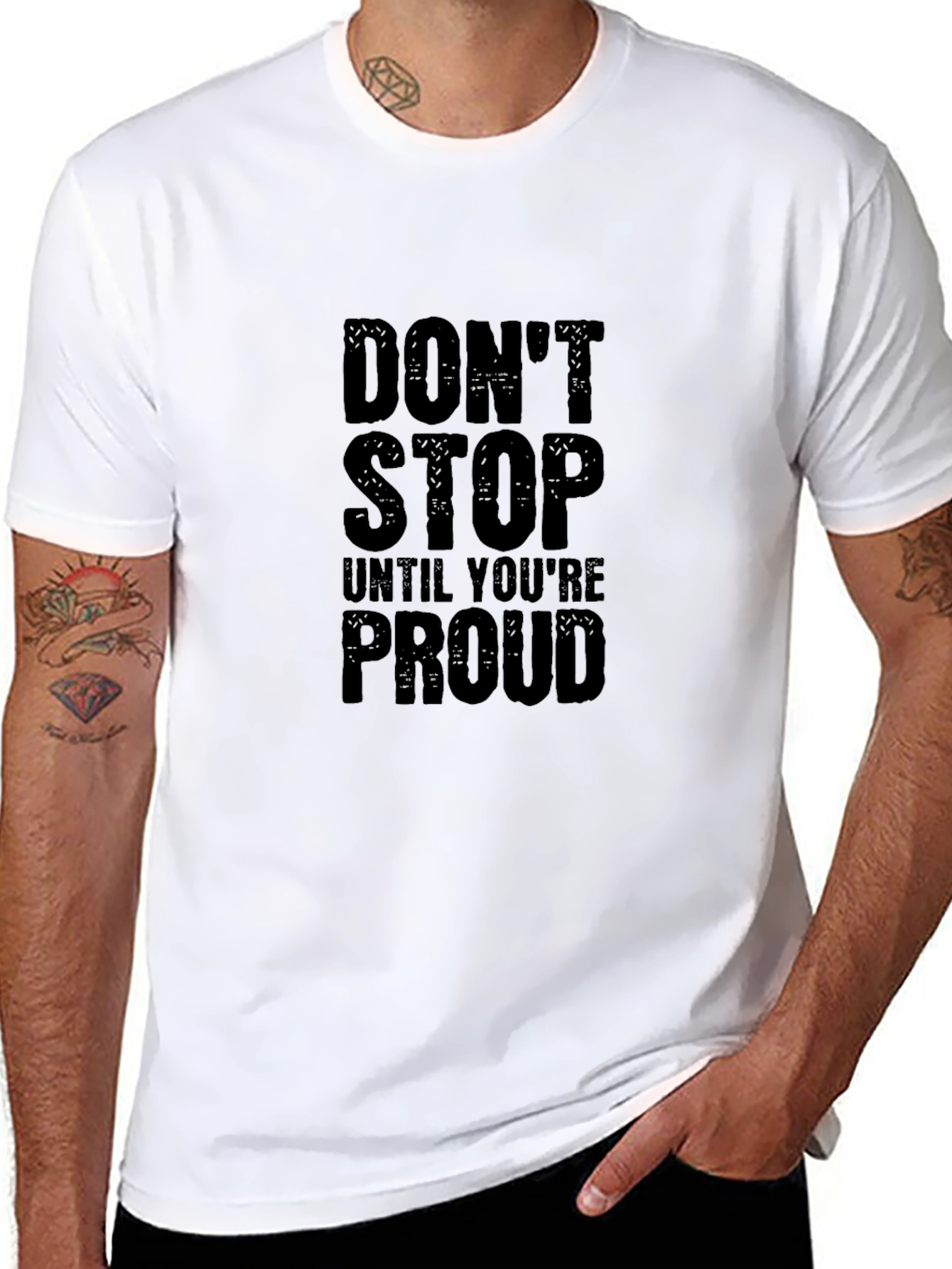 Motivational Dont Stop Graphic Tee - Black Cotton