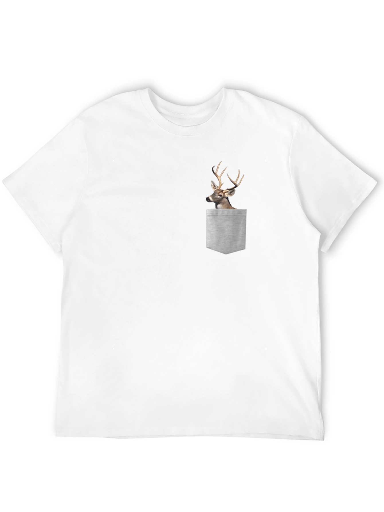 Deer Pocket Graphic Tee - Mens Black Cotton T-Shirt
