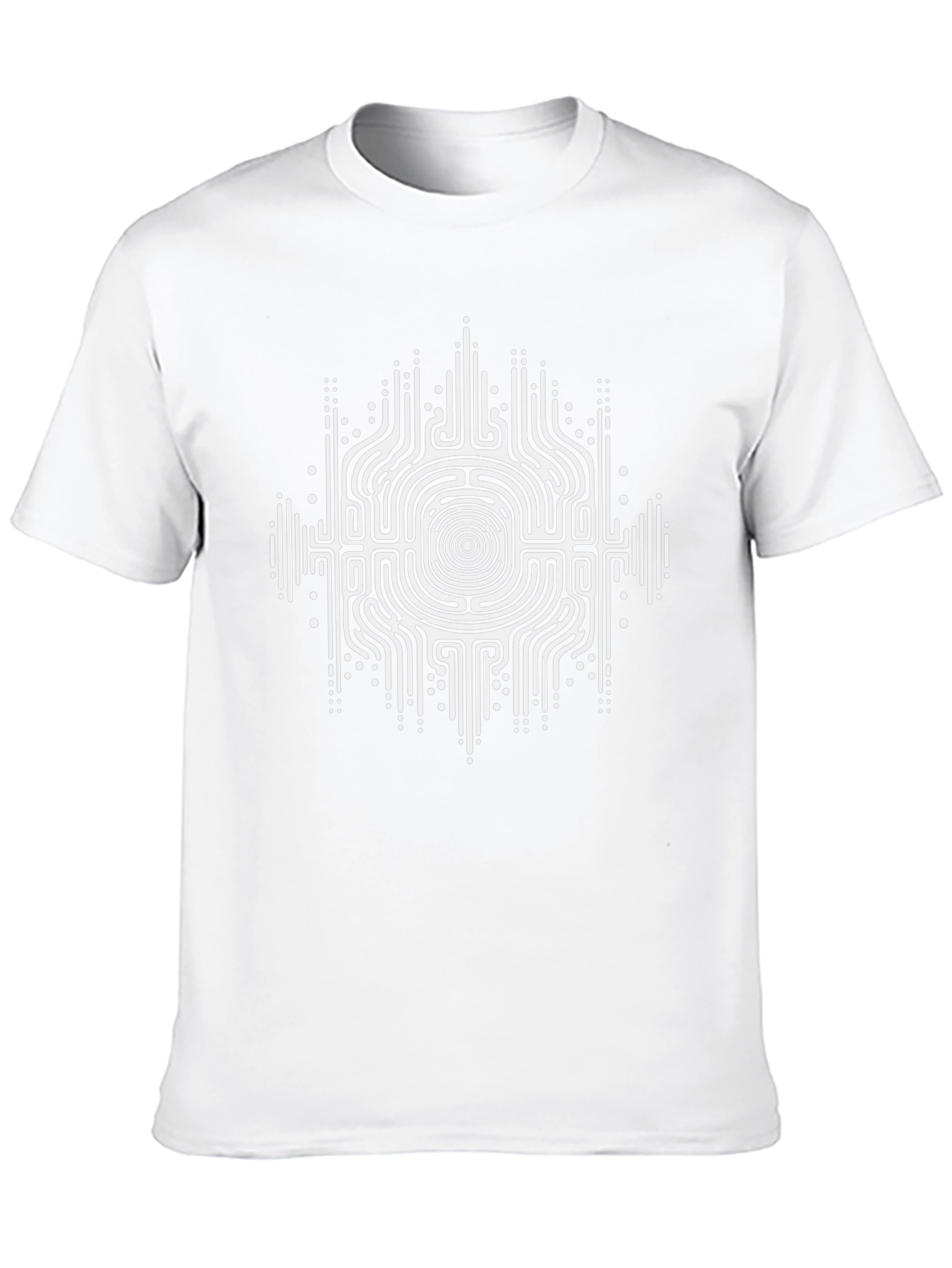 Geometric Maze Design Black T-Shirt