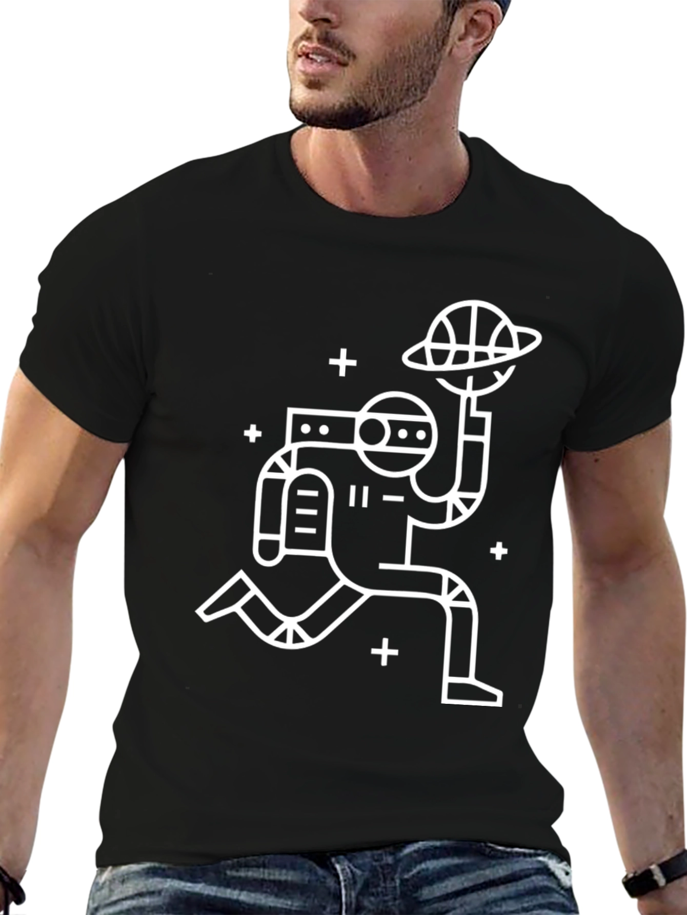 Space Basketball Black T-Shirt