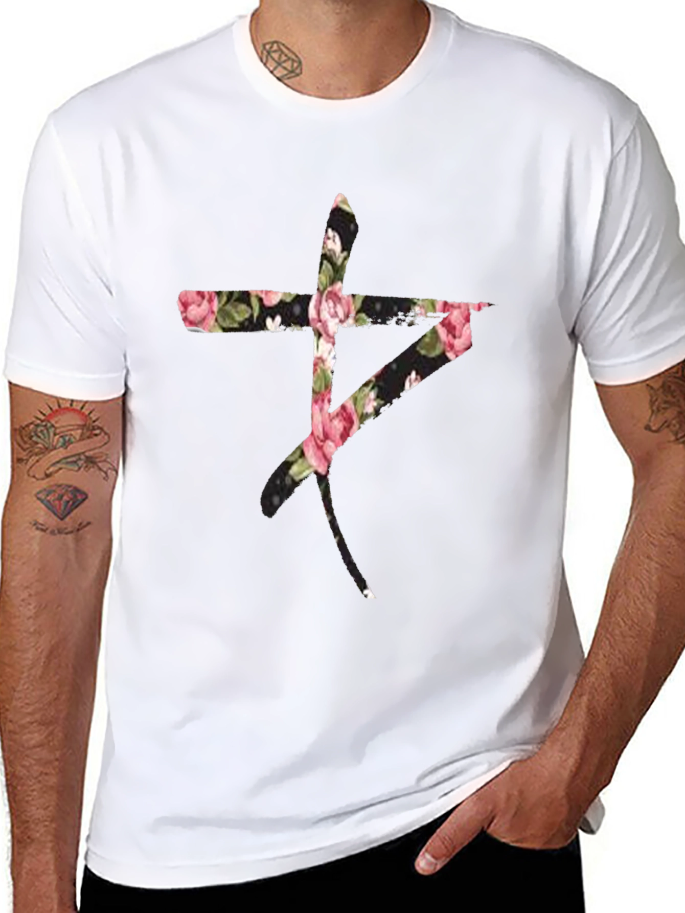 Floral Symbol Black T-Shirt