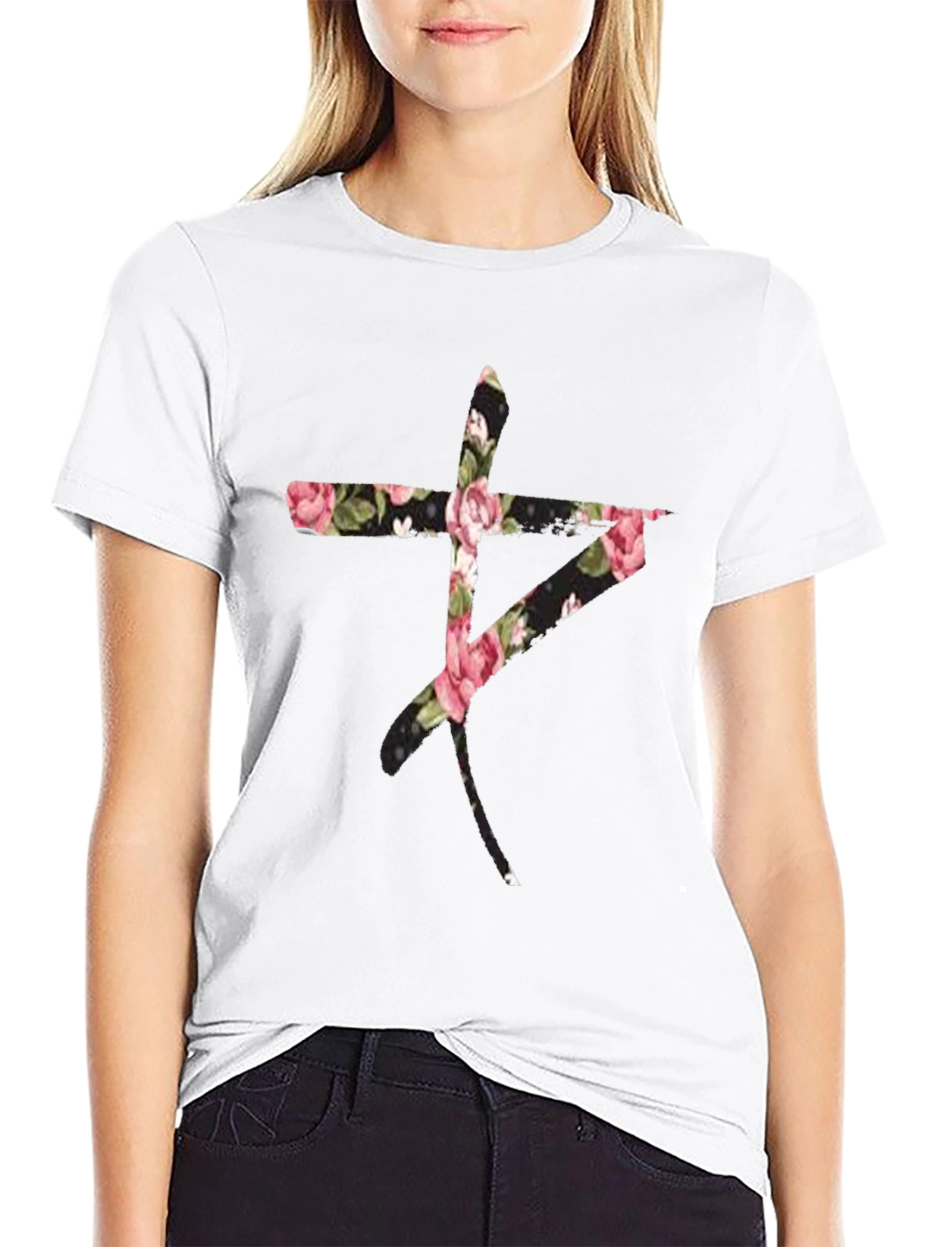 Floral Symbol Black T-Shirt