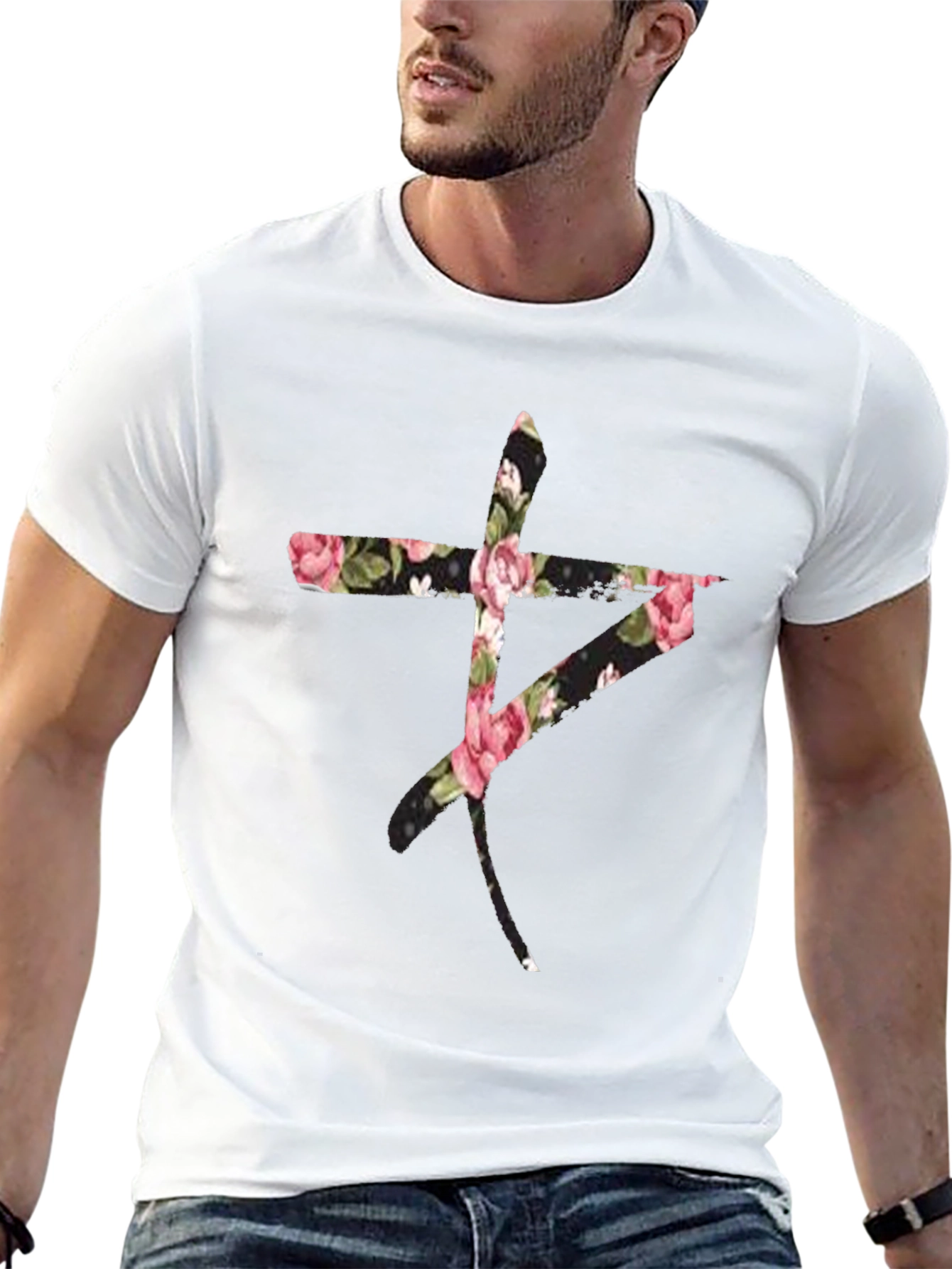 Floral Symbol Black T-Shirt