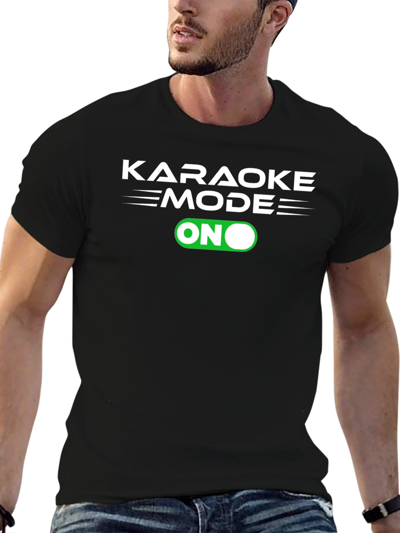 Karaoke Mode On Graphic Tee - Black Cotton T-Shirt