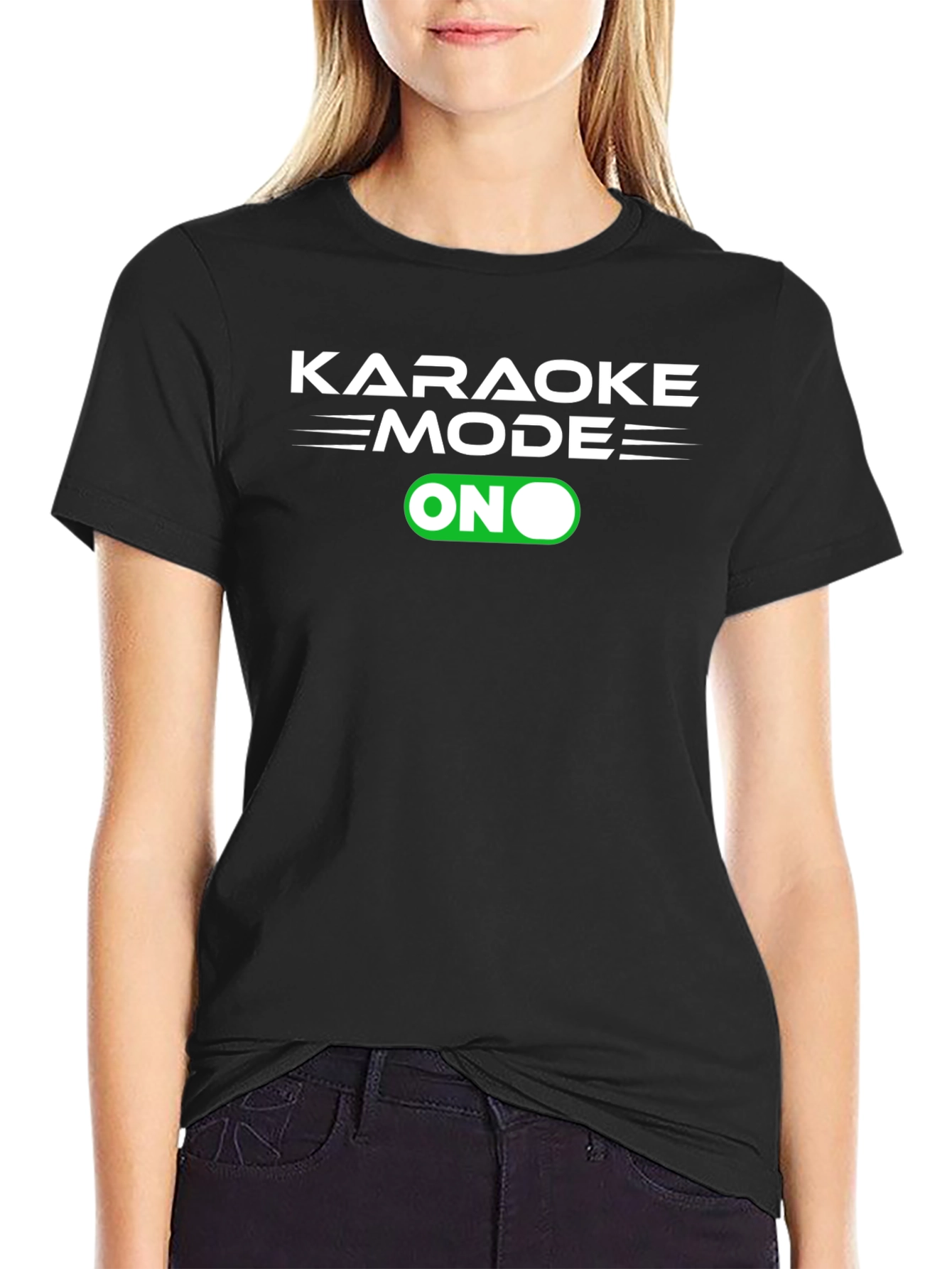 Karaoke Mode On Graphic Tee - Black Cotton T-Shirt