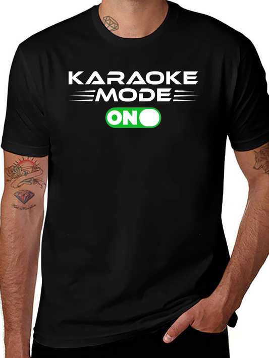 Karaoke Mode On Graphic Tee - Black Cotton T-Shirt