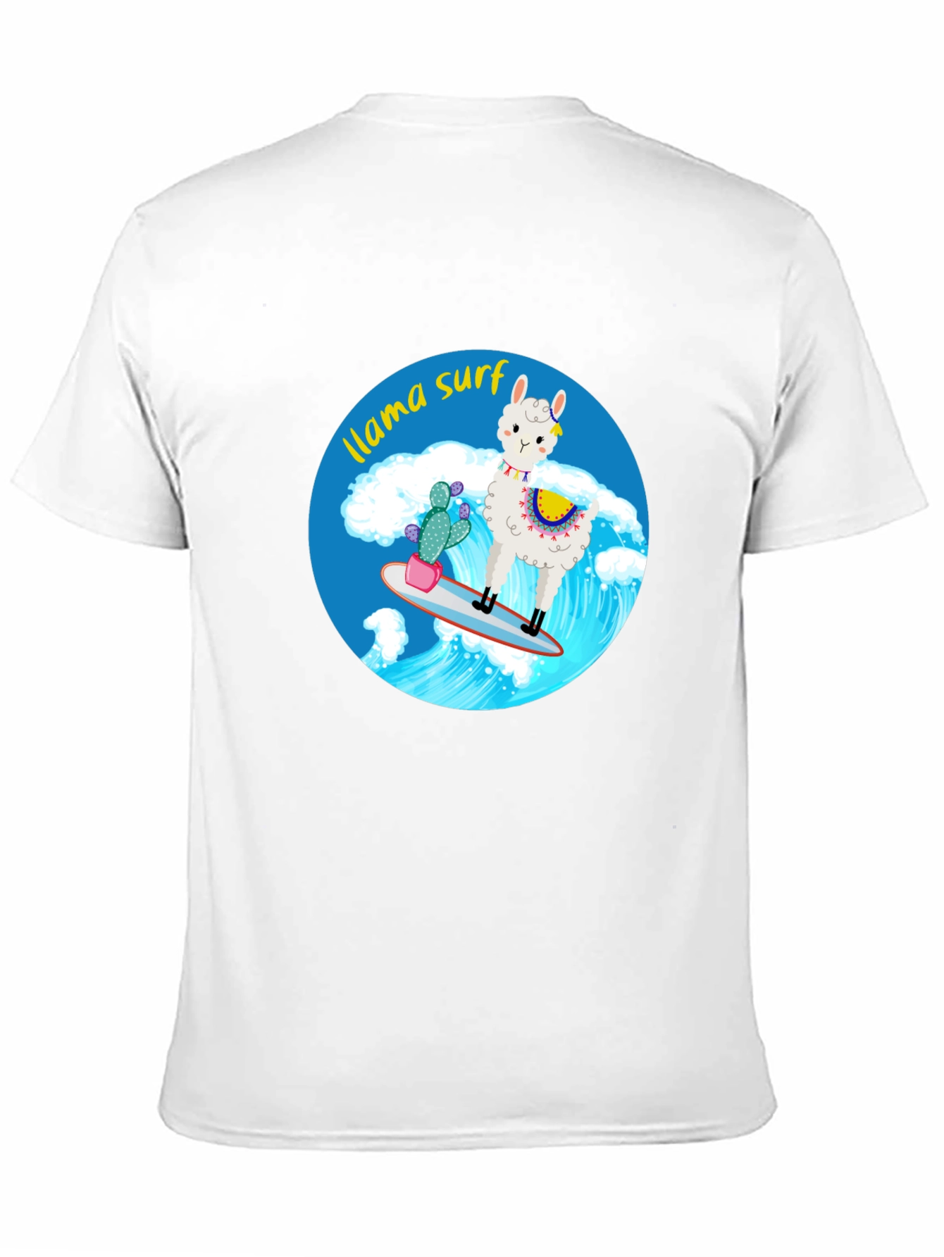 Llama Surf Graphic Tee - Black Cotton T-Shirt