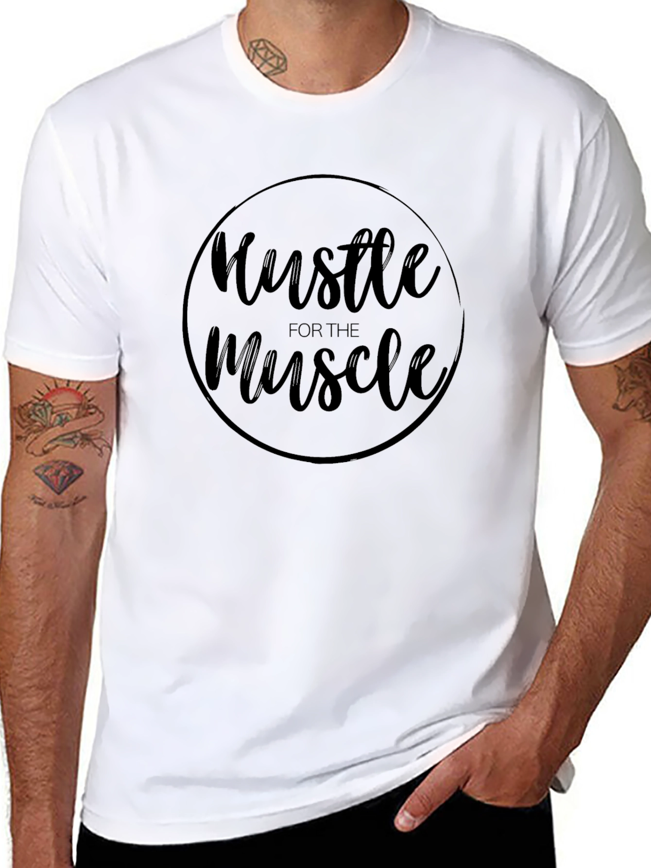 Hustle for the Muscle Black Graphic Tee