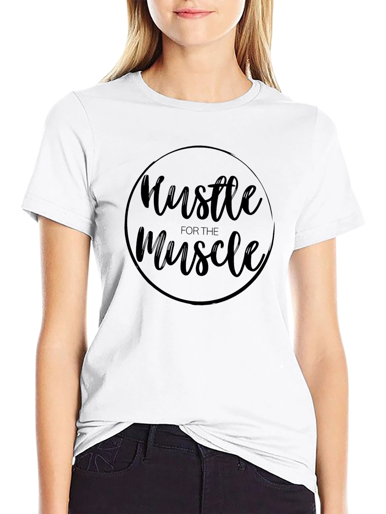 Hustle for the Muscle Black Graphic Tee