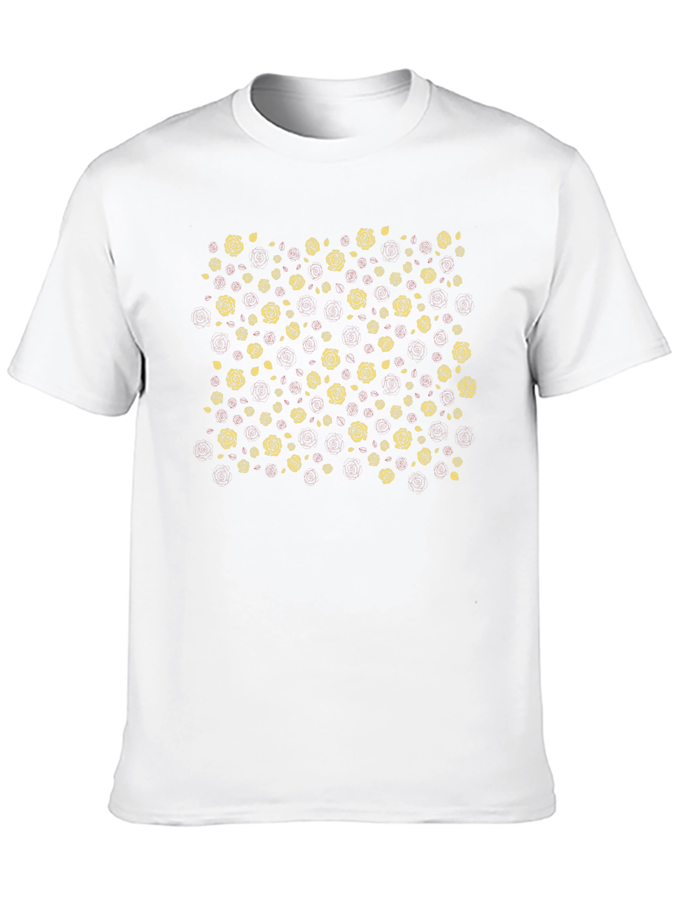 Black T-Shirt with Rose Print