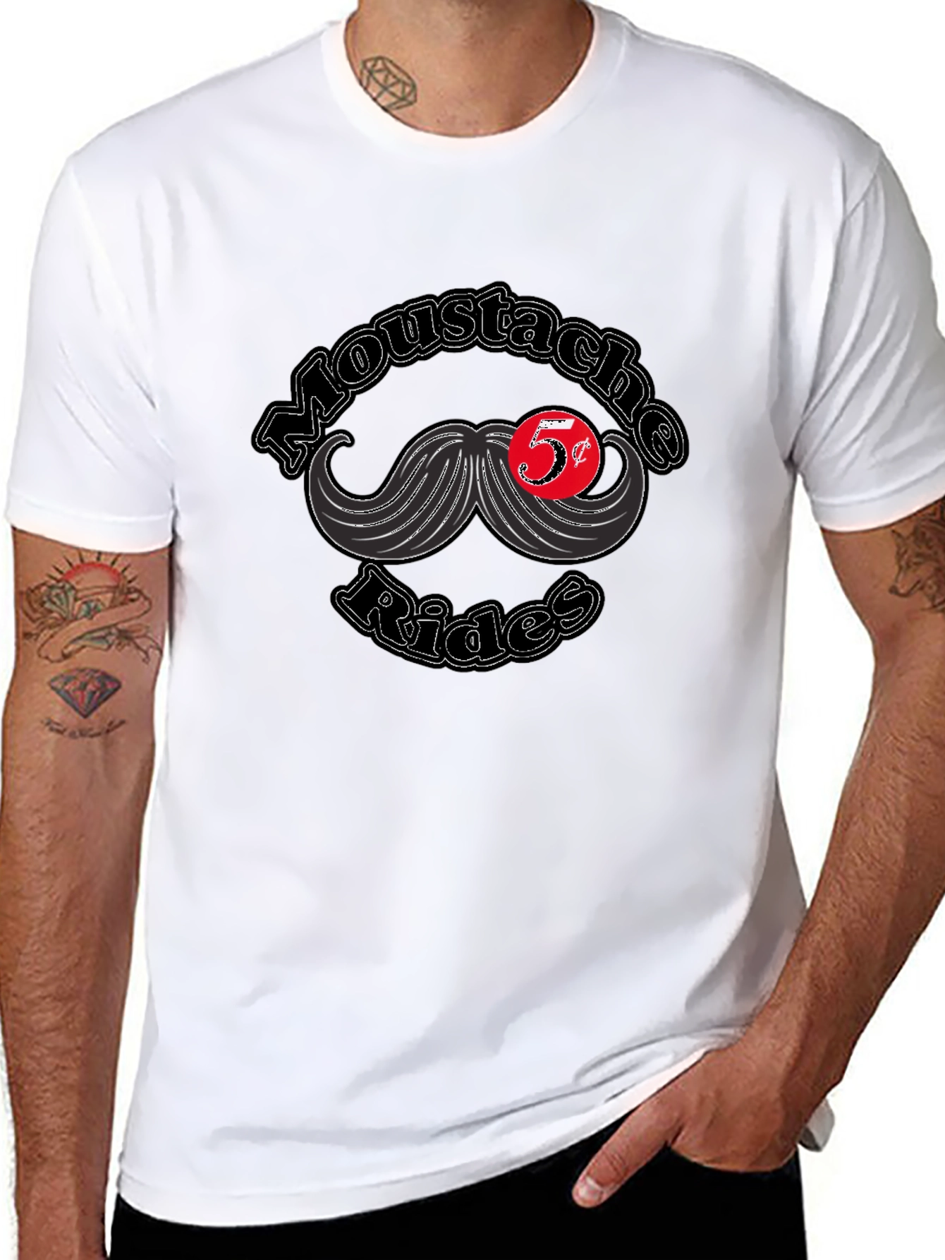 Mustache Rides T-Shirt - Retro Novelty Tee