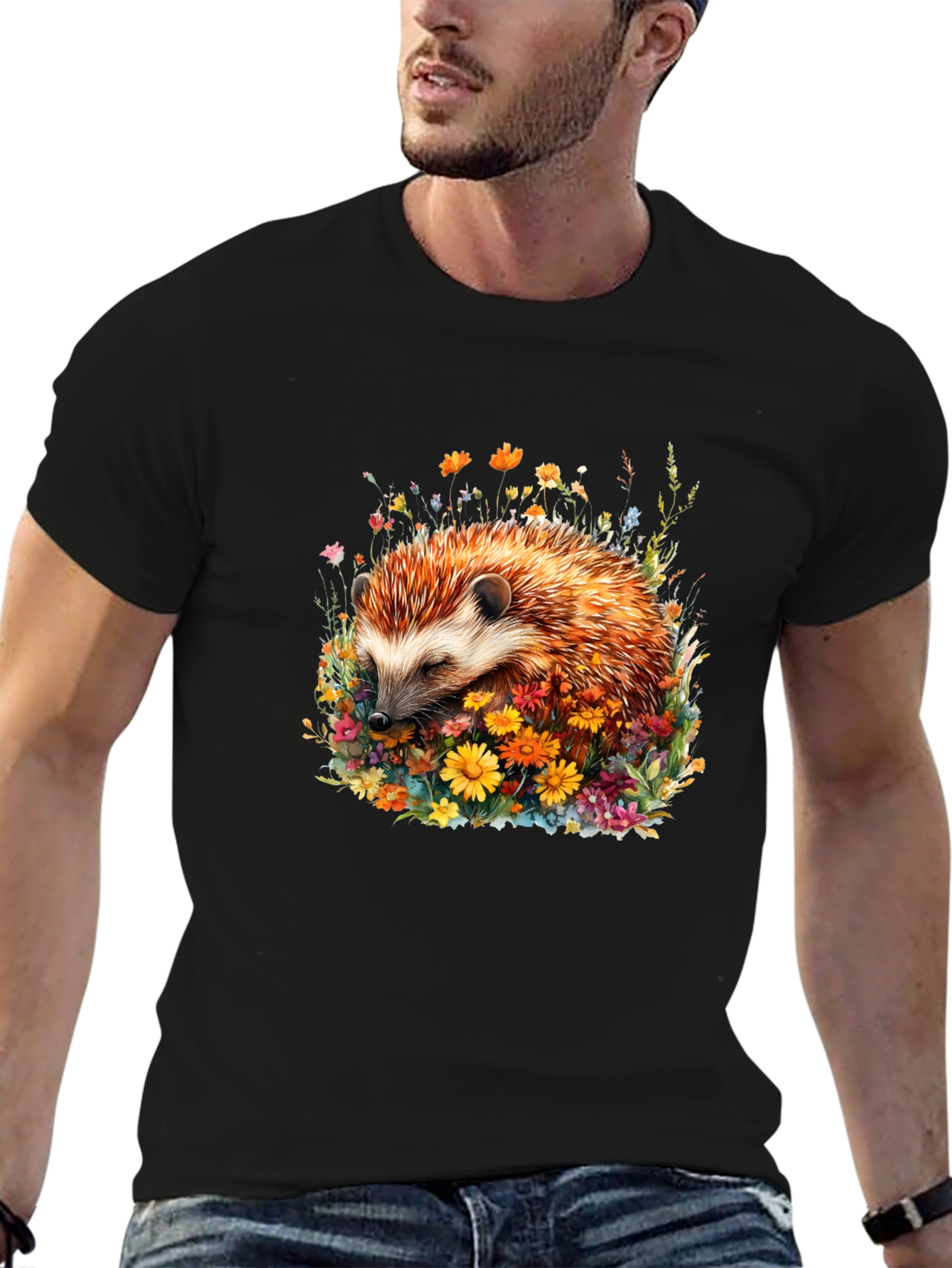 Hedgehog in Flowers Graphic Tee