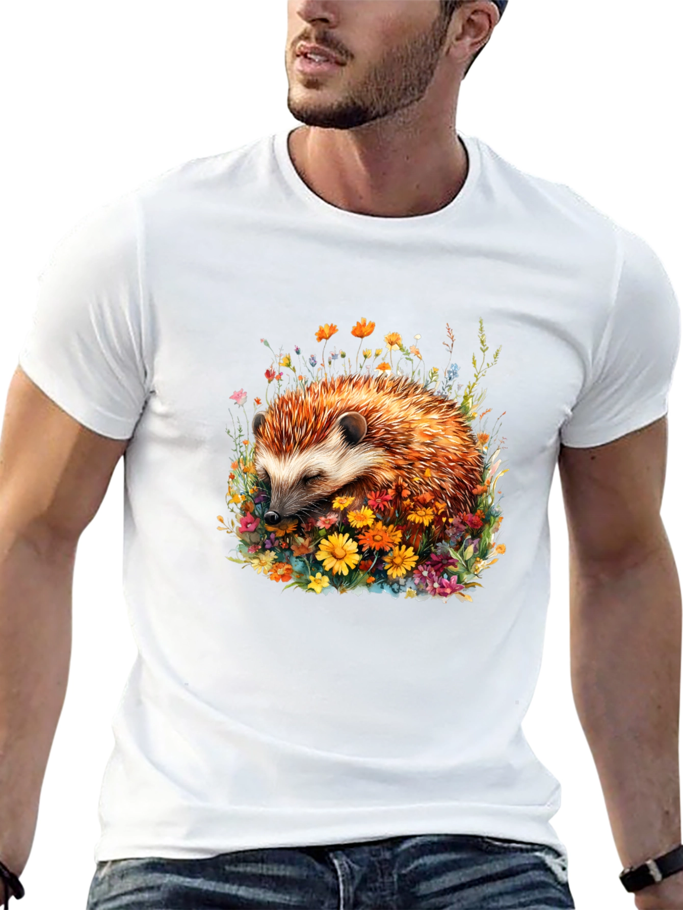 Hedgehog in Flowers Graphic Tee